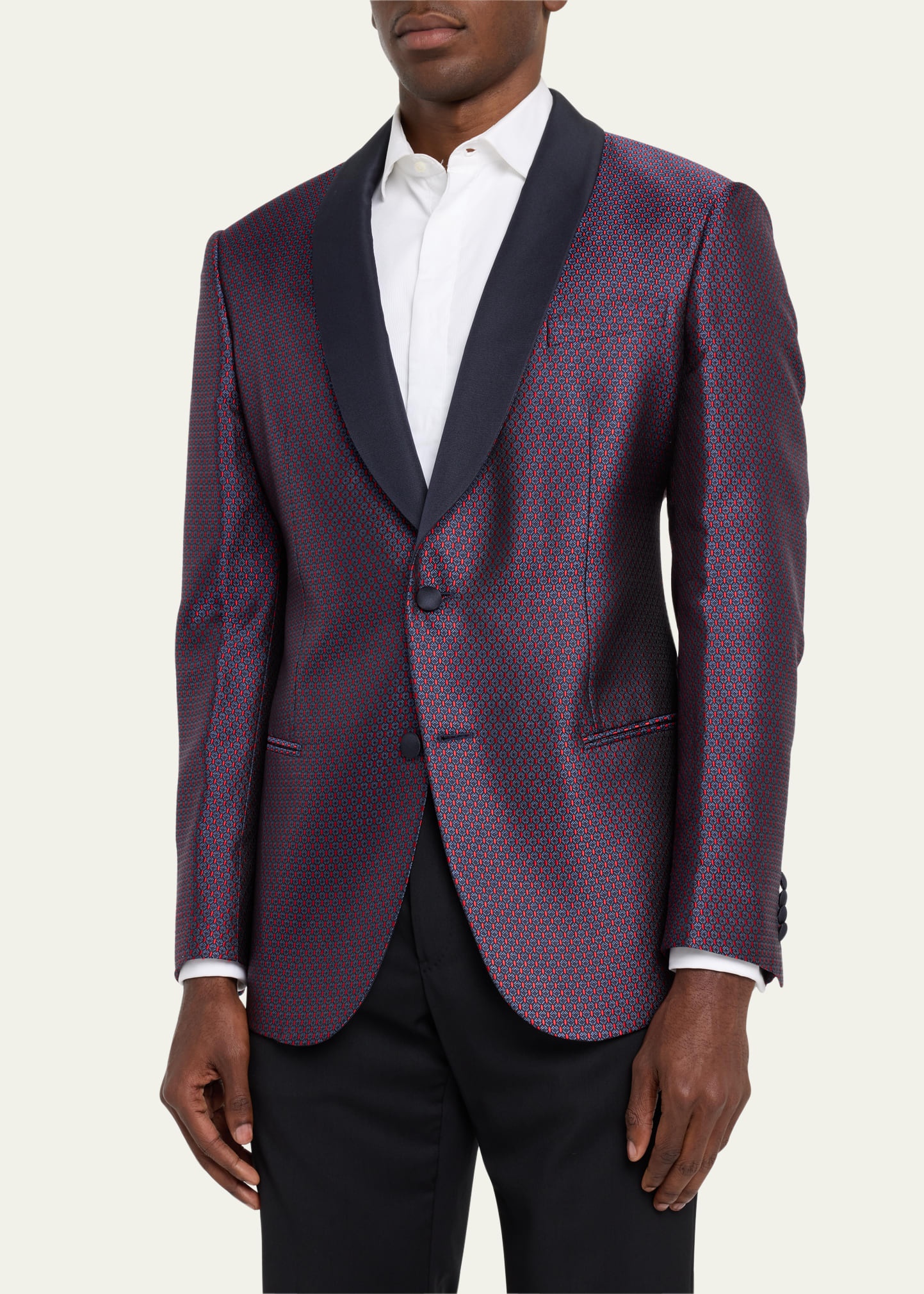 Men's Jacquard Shawl Blazer - 4