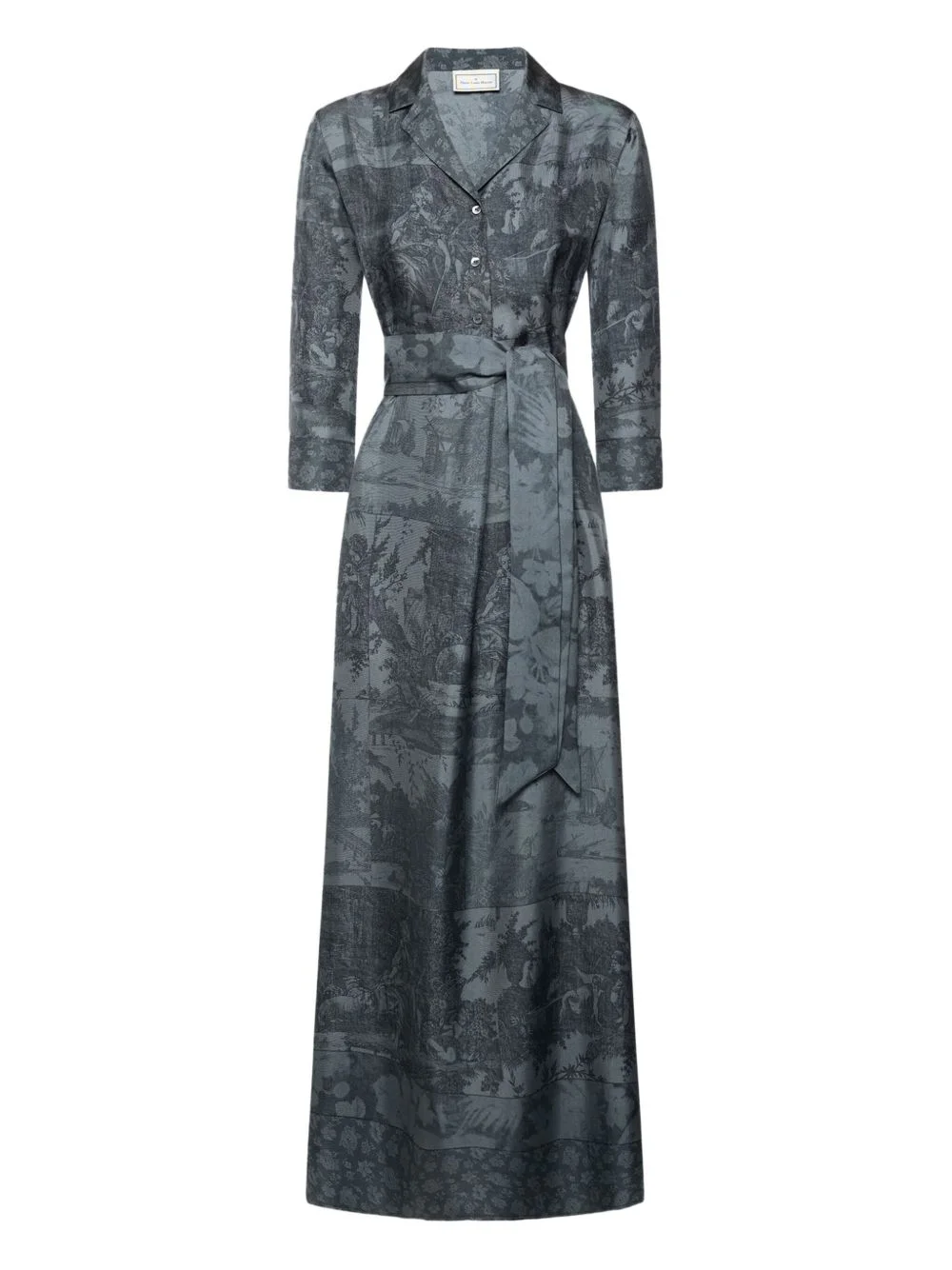 landscape-print belted maxi dress - 1