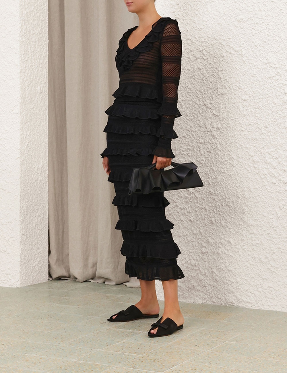 CRUSH FRILLED MIDI SKIRT - 8
