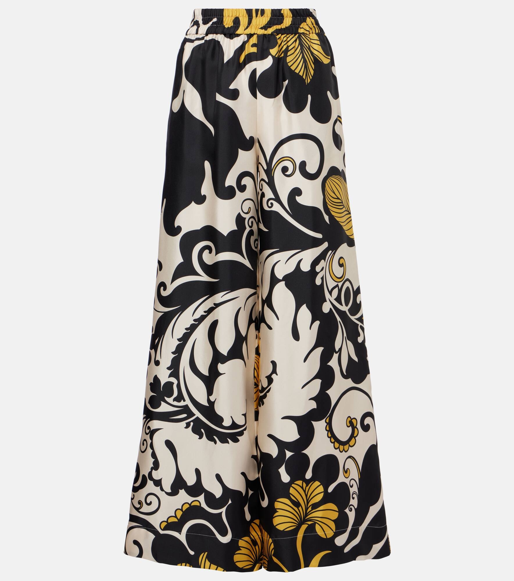Printed silk twill palazzo pants - 1