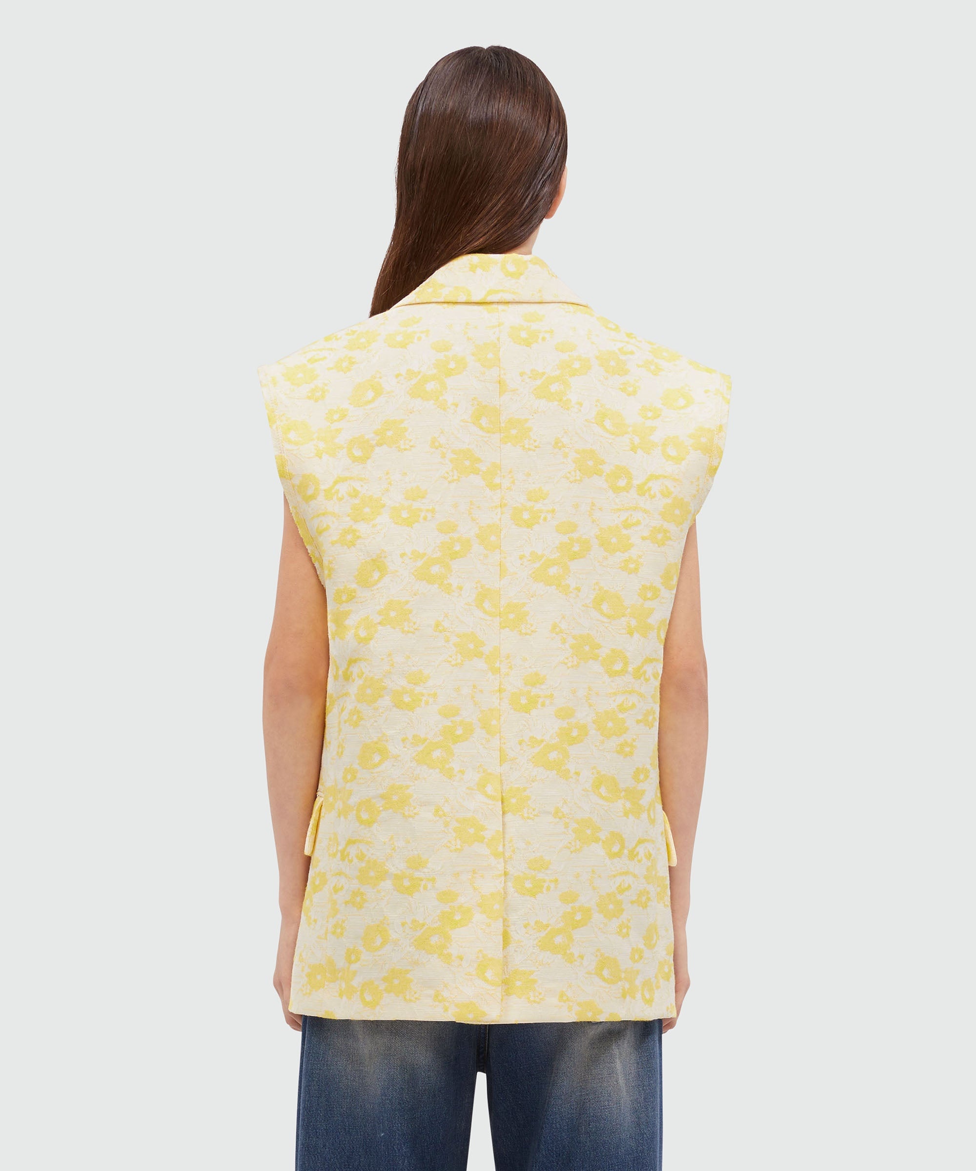 Sleeveless jacket in floral jacquard - 3