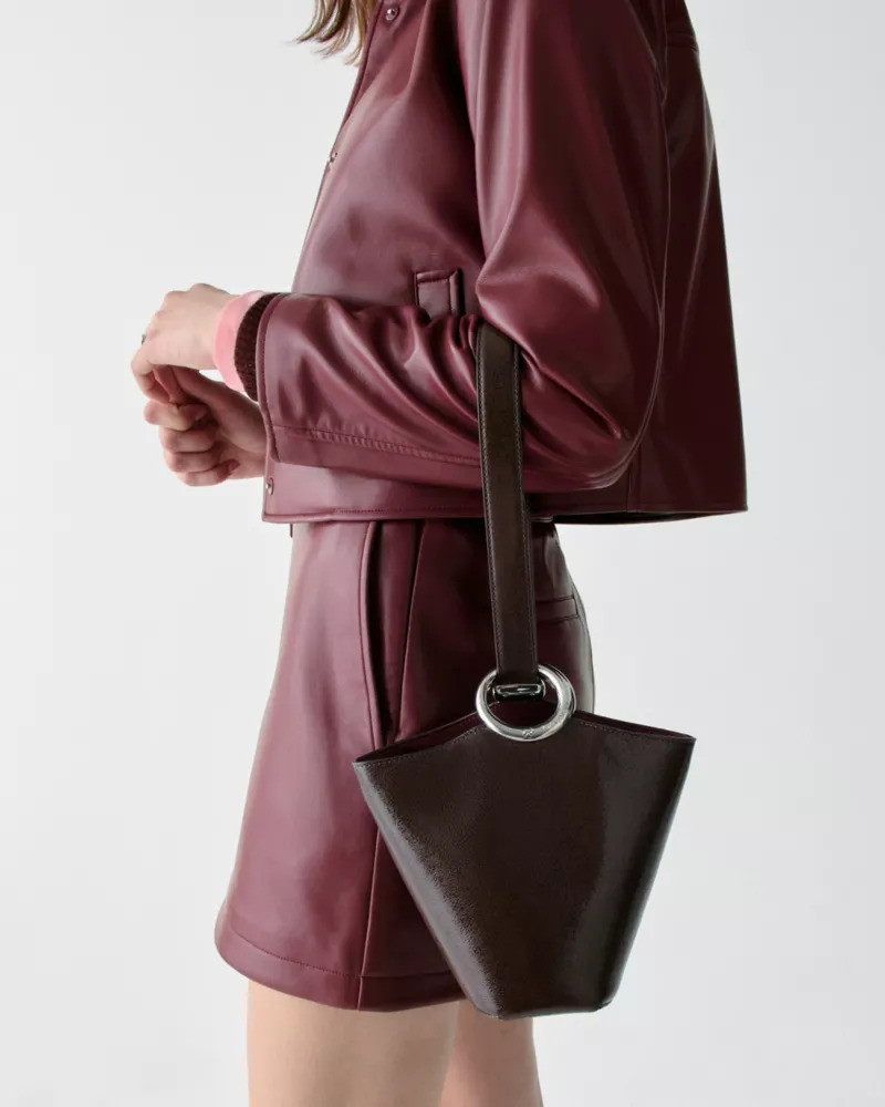 Halo Glazed Leather Mini Bucket Bag 5