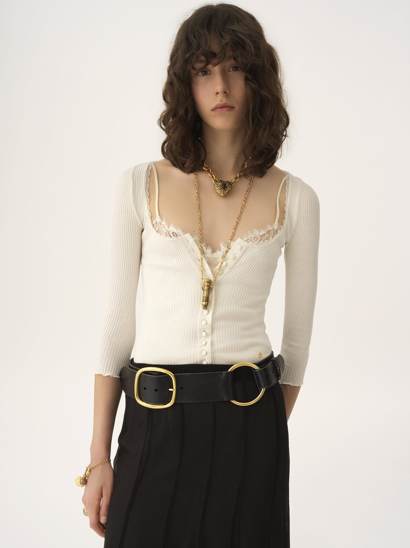 SCOOP-NECK FITTED CARDIGAN IN COTTON 4