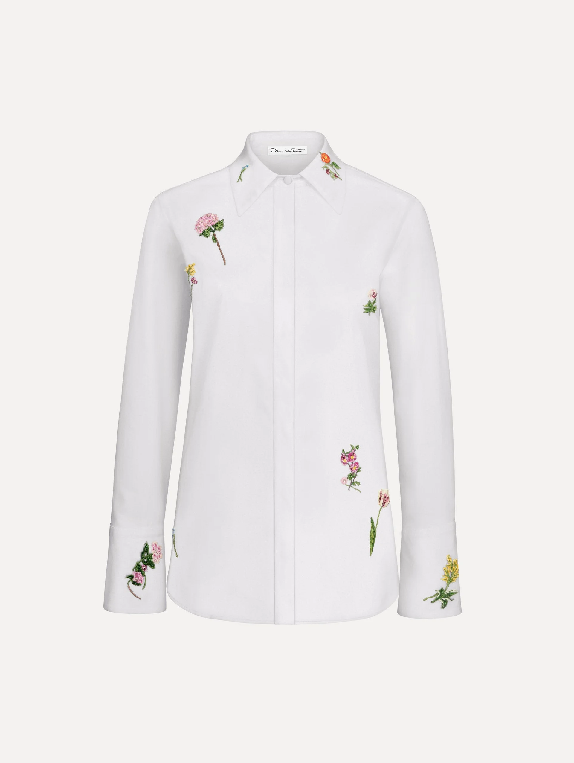 BEADED MIXED BOTANICAL STRETCH TWILL BLOUSE - 1
