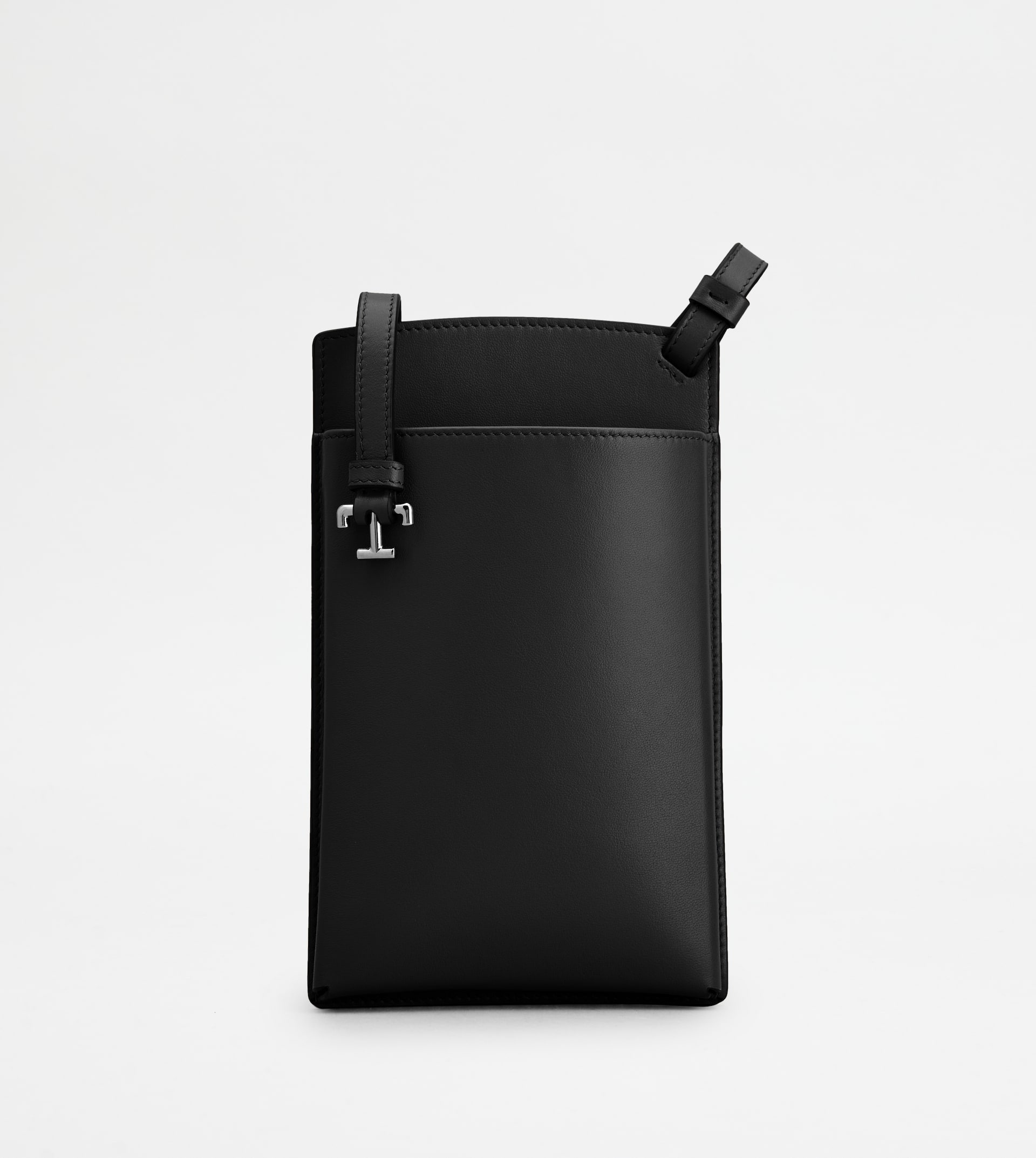 PHONE HOLDER IN LEATHER MEDIUM - BLACK - 1