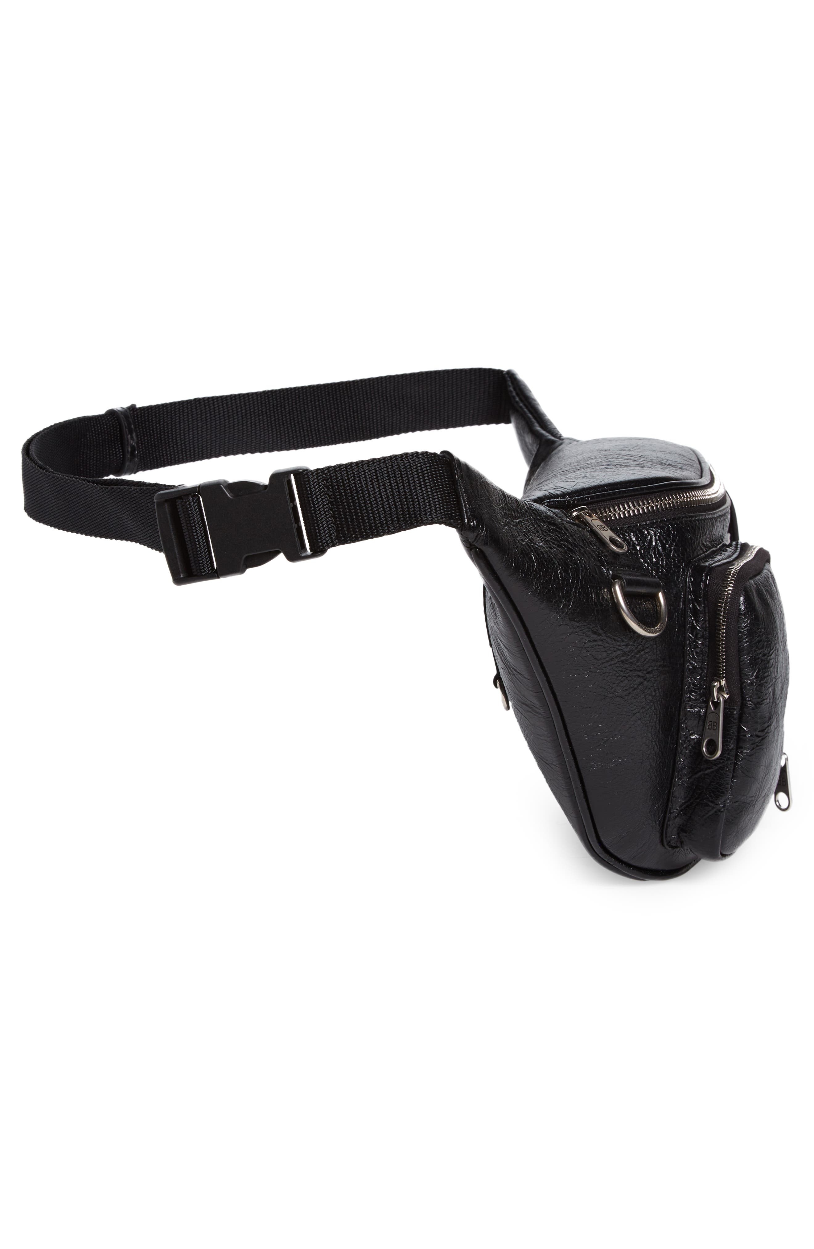 Balenciaga Superbusy Crinkle Leather Belt Bag in Black at Nordstrom - 4