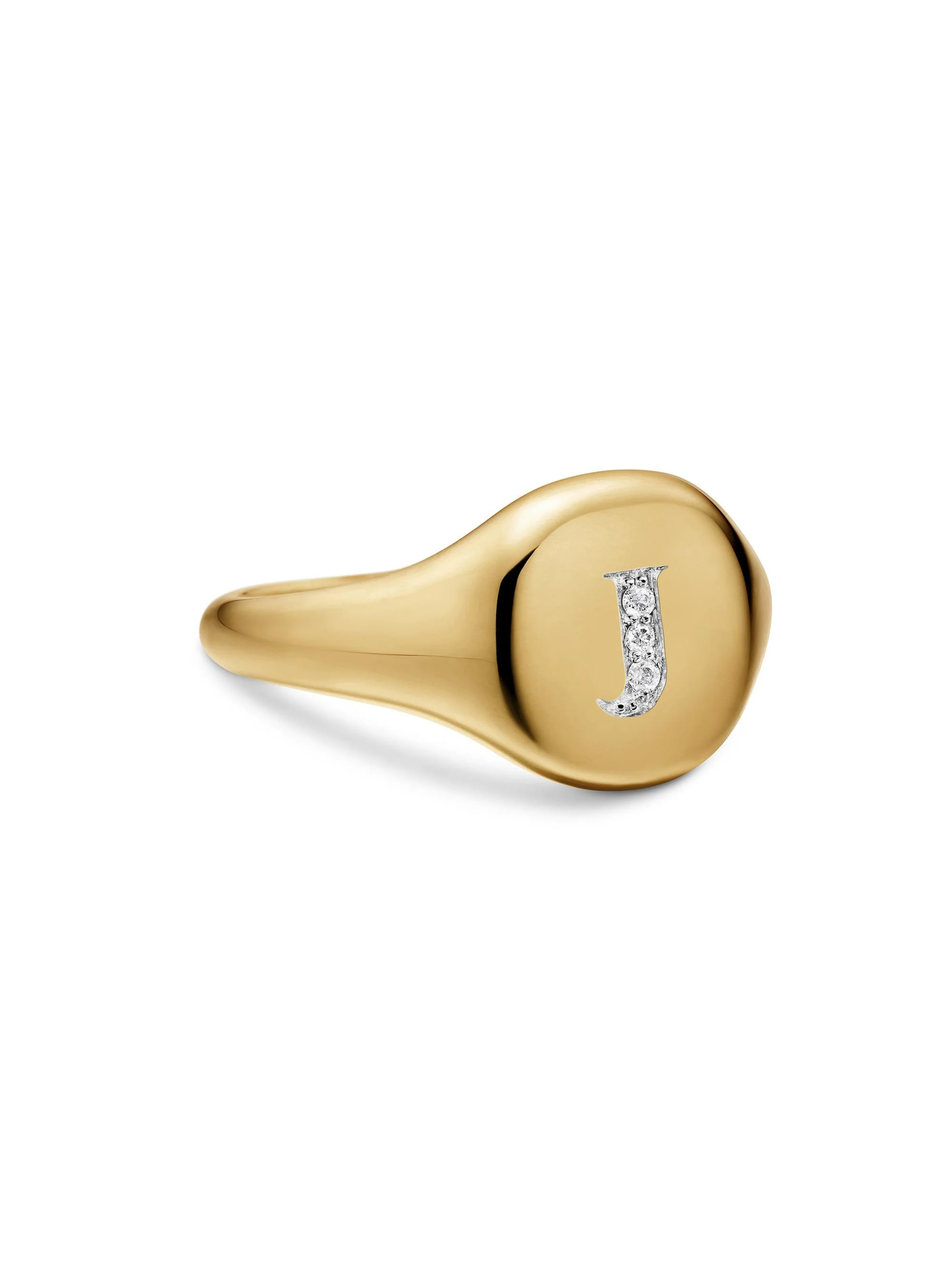 Women's DY Initial Pinky Ring in 18K Yellow Gold - J Letter - 1