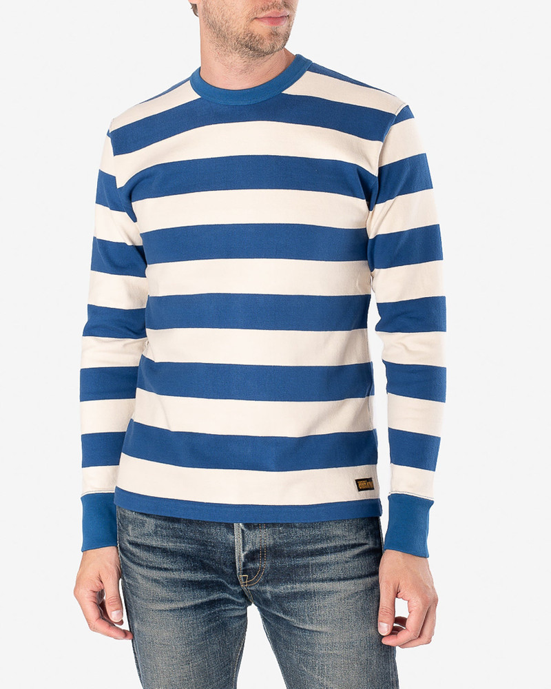 Iron Heart IHTB-01-BLU-WHT 11oz  Knitted Cotton Long-Sleeved Sweater - Blue/White outlook