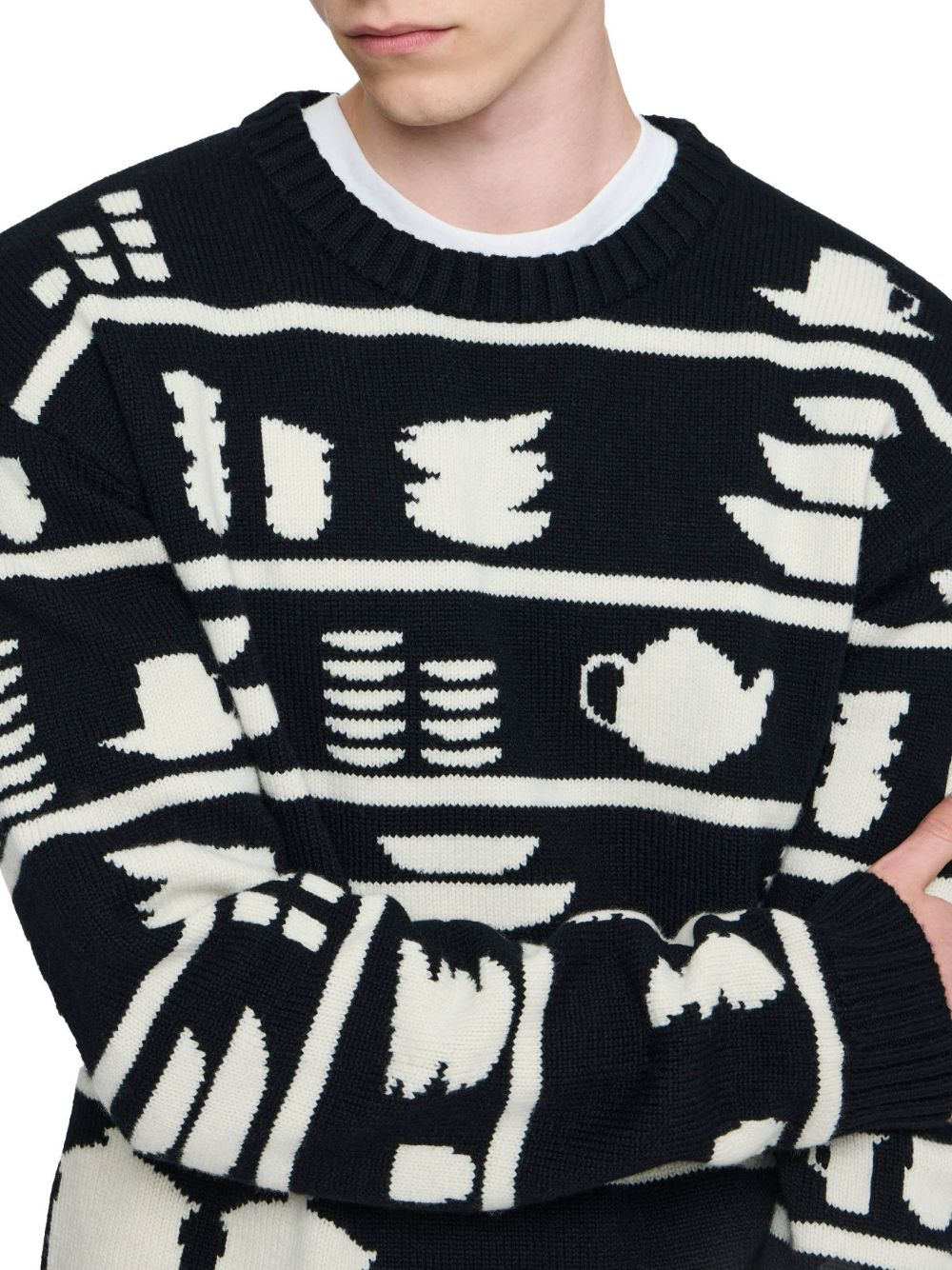 tableware-pattern crew-neck sweater - 4