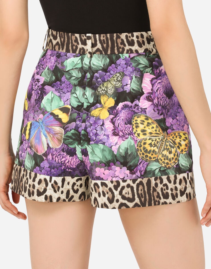 Butterfly-print poplin shorts - 9