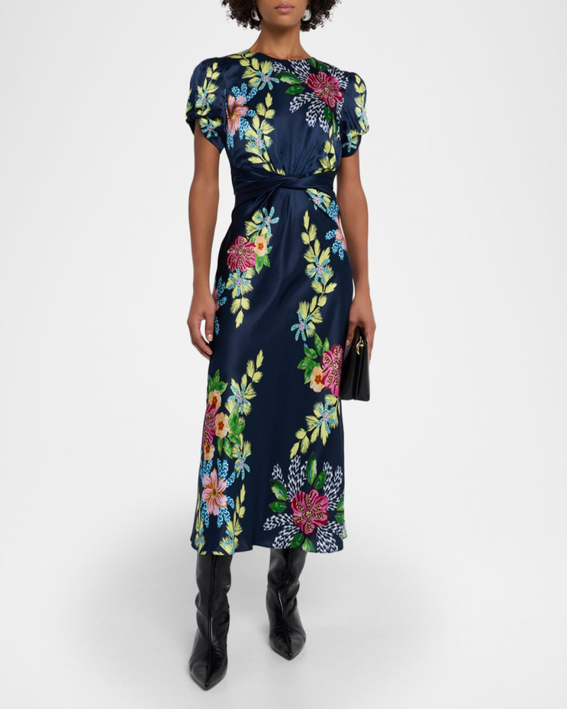 SALONI Gwen Floral Silk-Blend Dress outlook