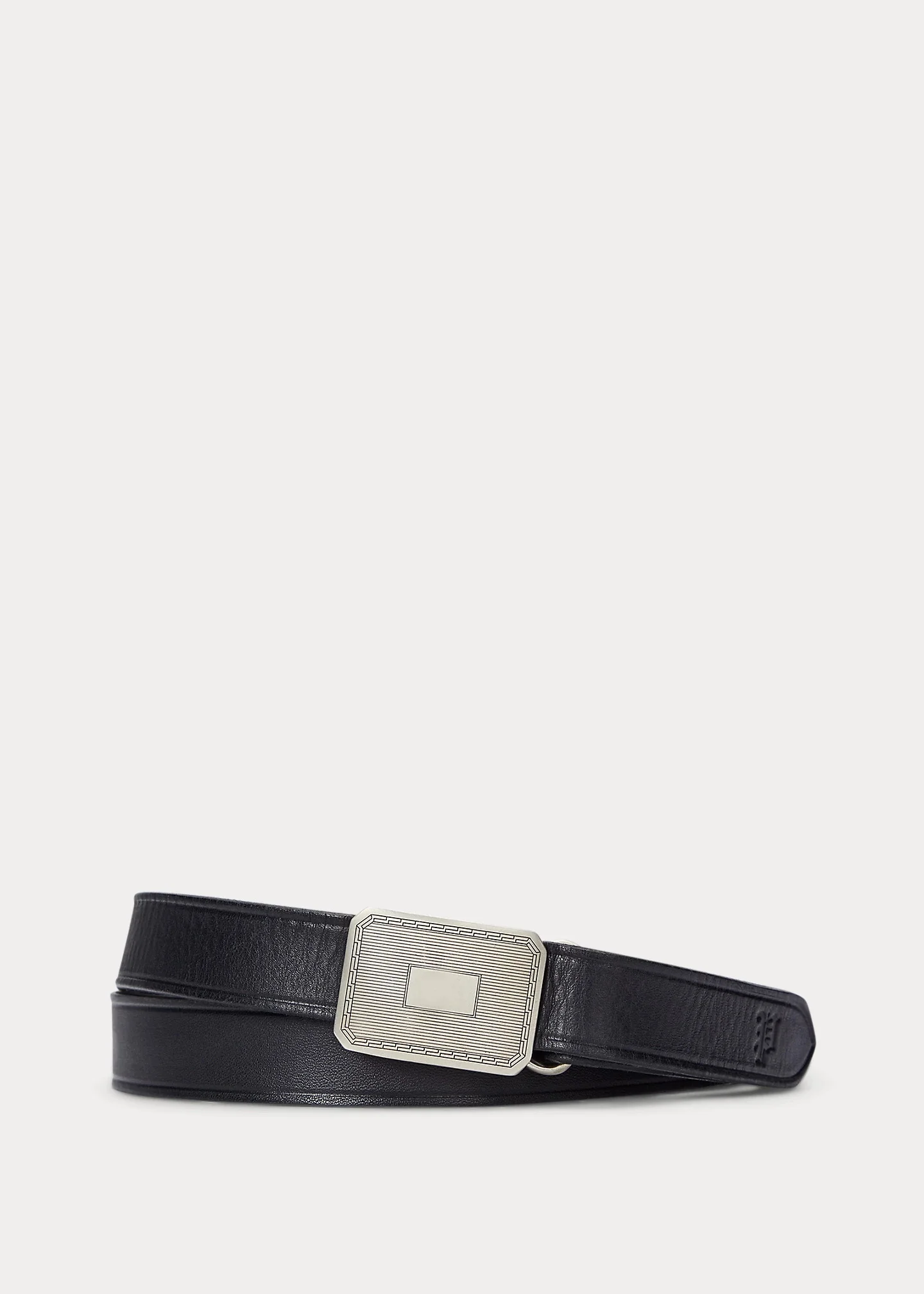 Engine Turned–Buckle Leather Belt - 1