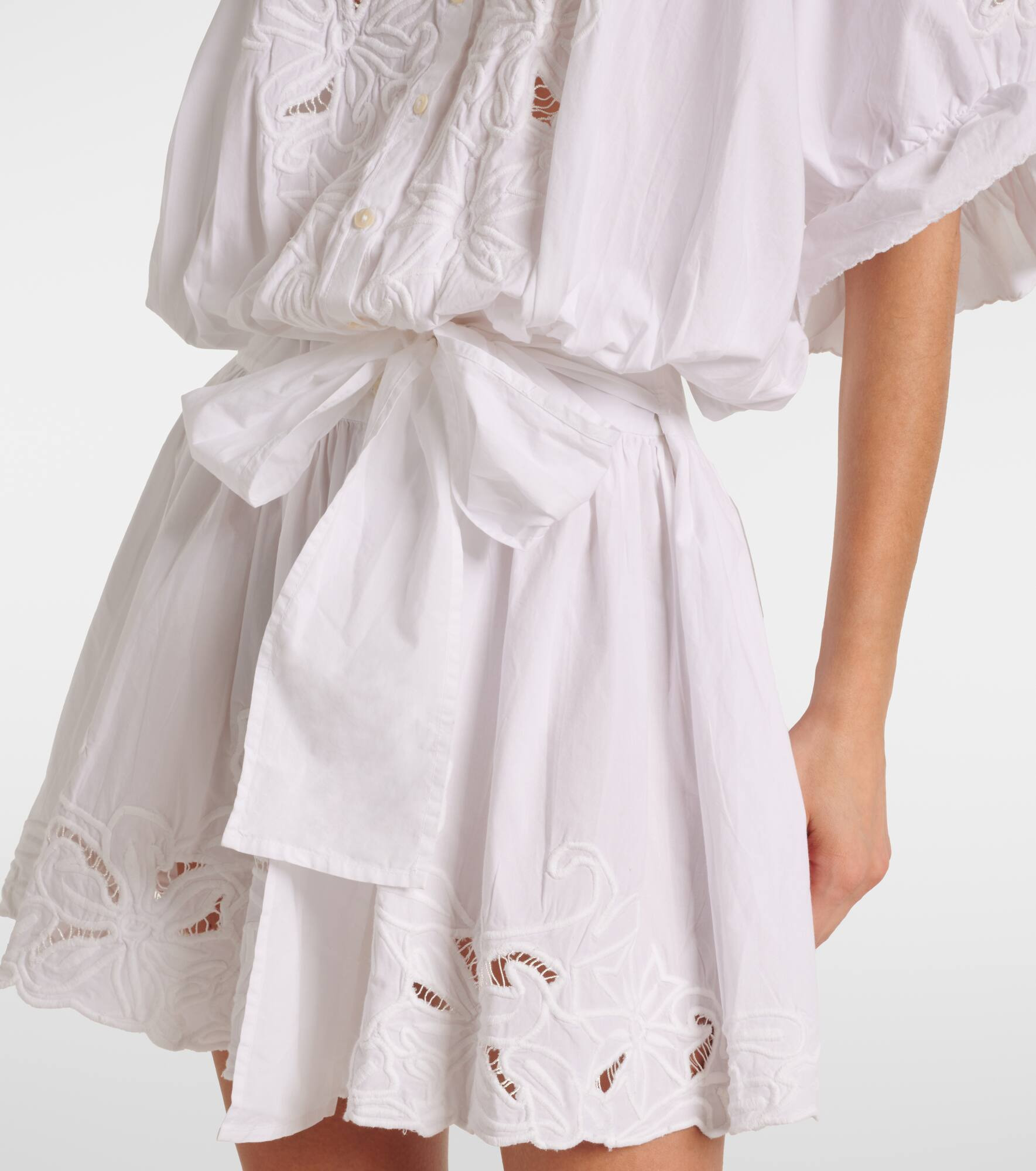 Embroidered cotton poplin minidress - 5
