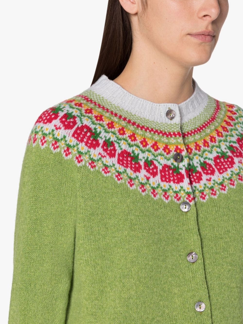 KILLIAN GREEN WOOL FAIR ISLE CARDIGAN - 6