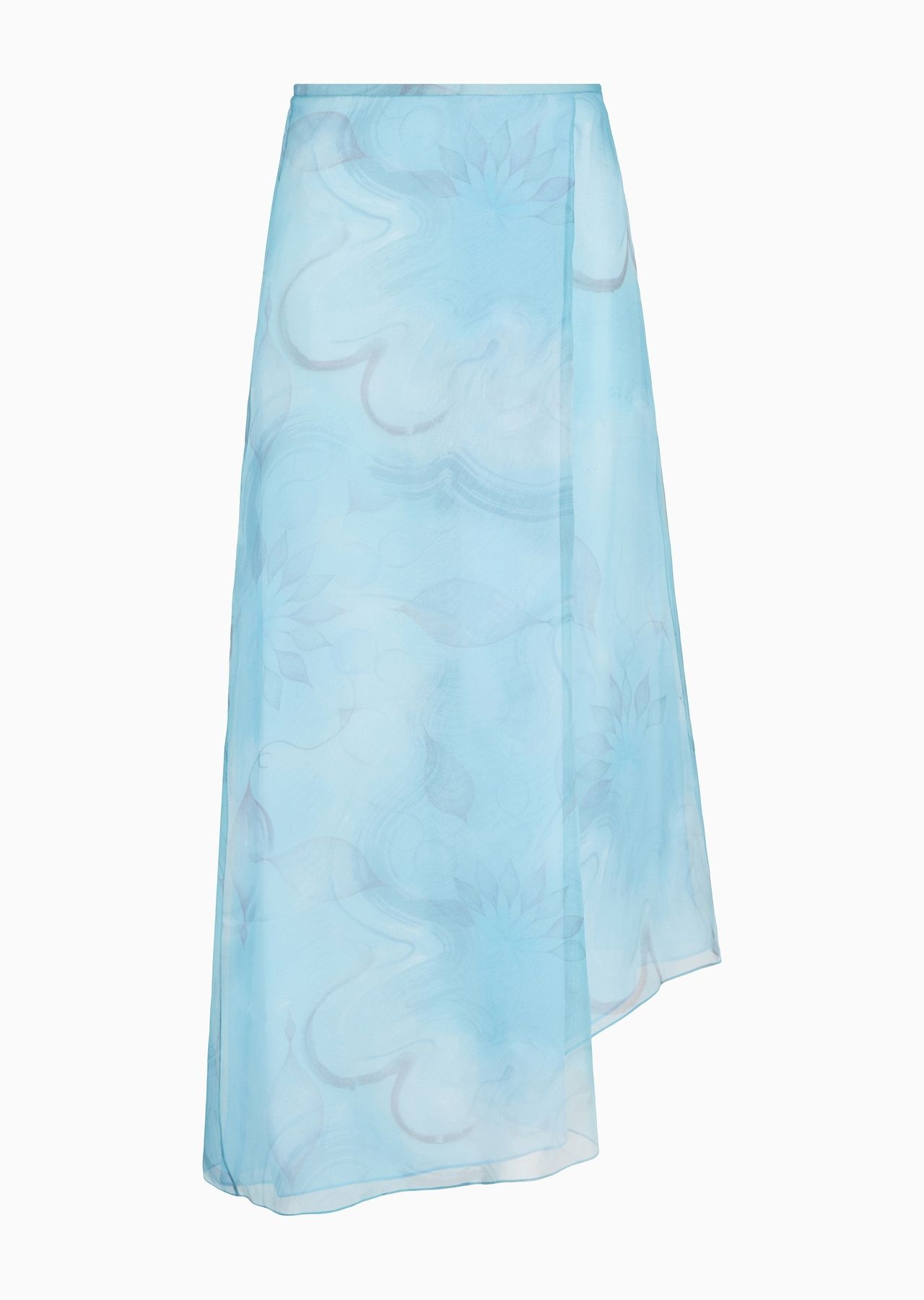 Silk organza asymmetric skirt with a floral print - 1