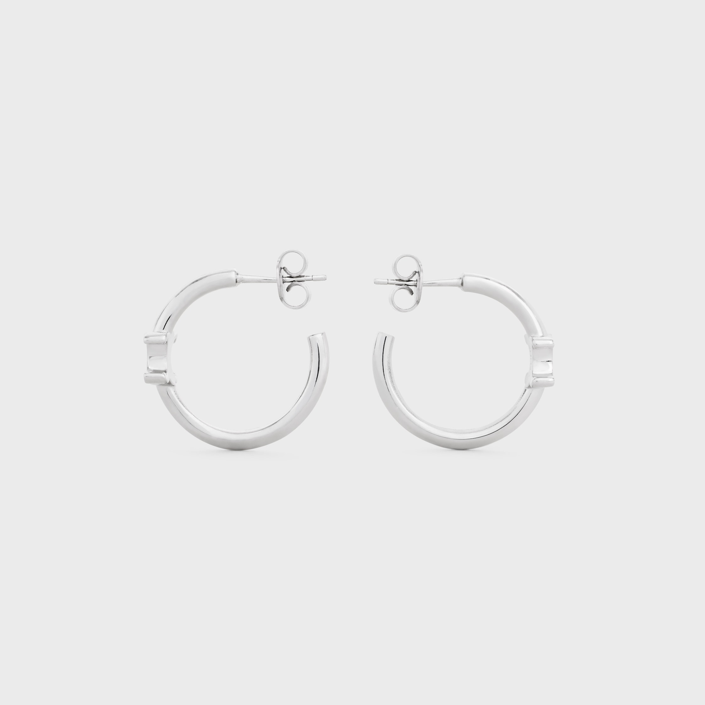 Triomphe Asymmetric Hoops in Brass with Rhodium Finish - 3