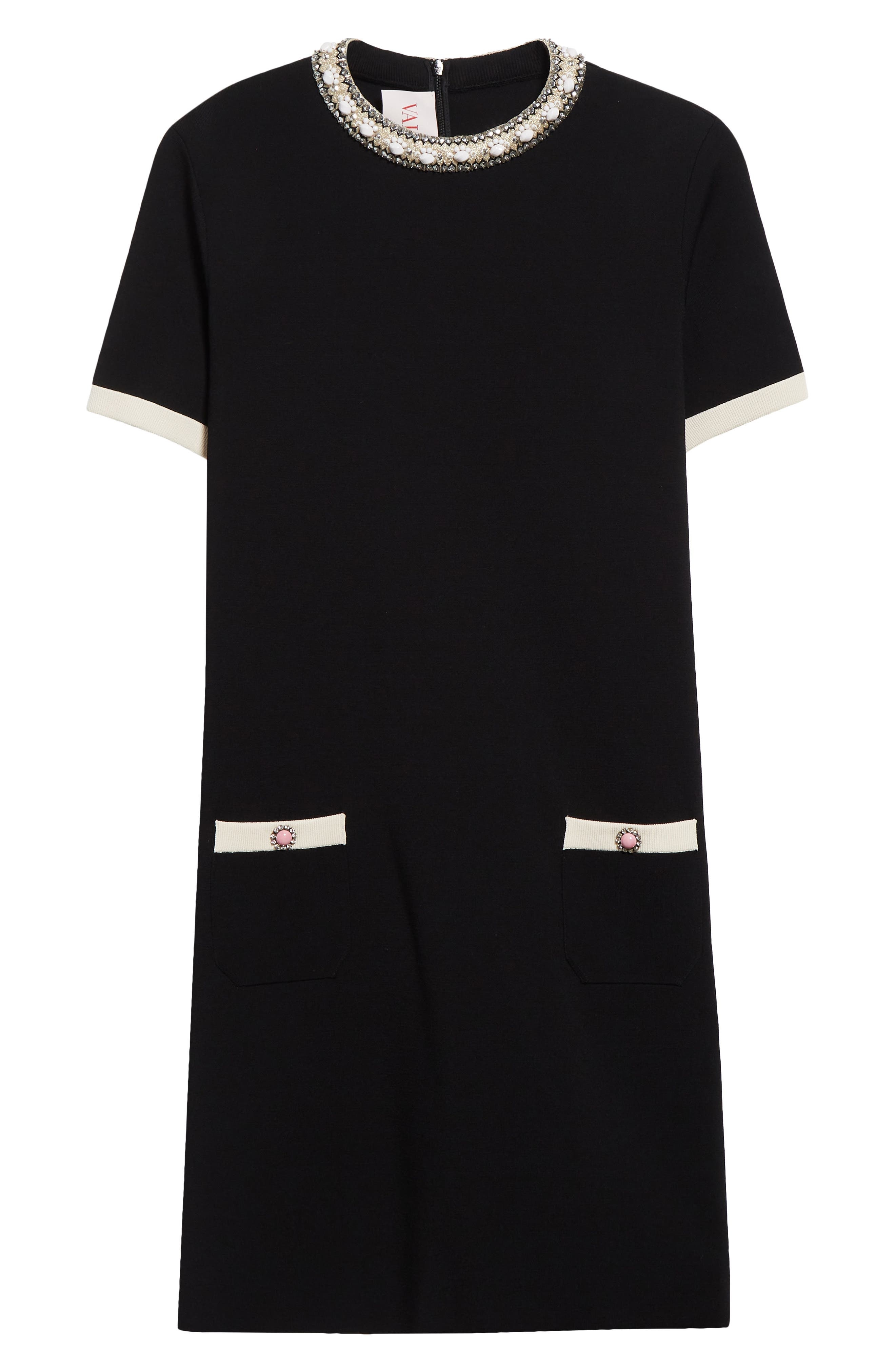 Valentino Garavani Embellished Trim Minidress in Ivory/Black at Nordstrom - 5