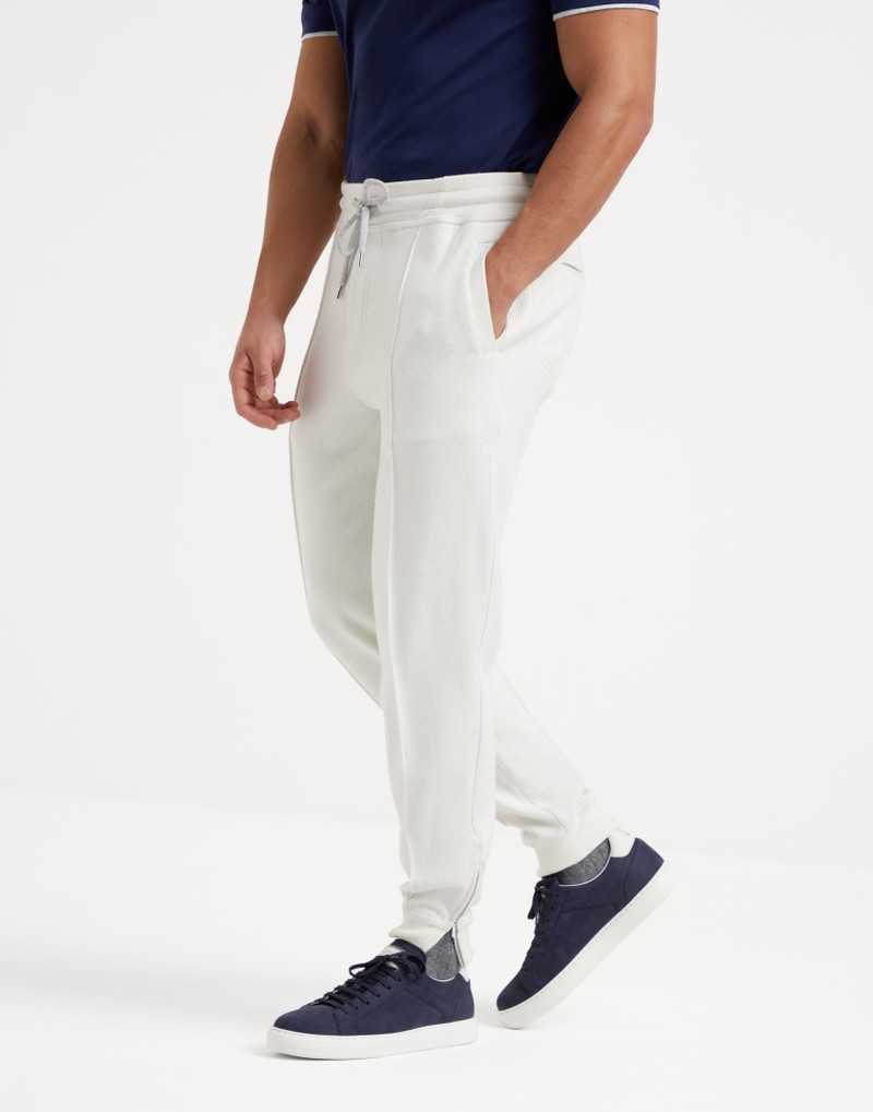 Cashmere and cotton French terry double cloth trousers with Crête detail and elasticated zipper cuff - 1
