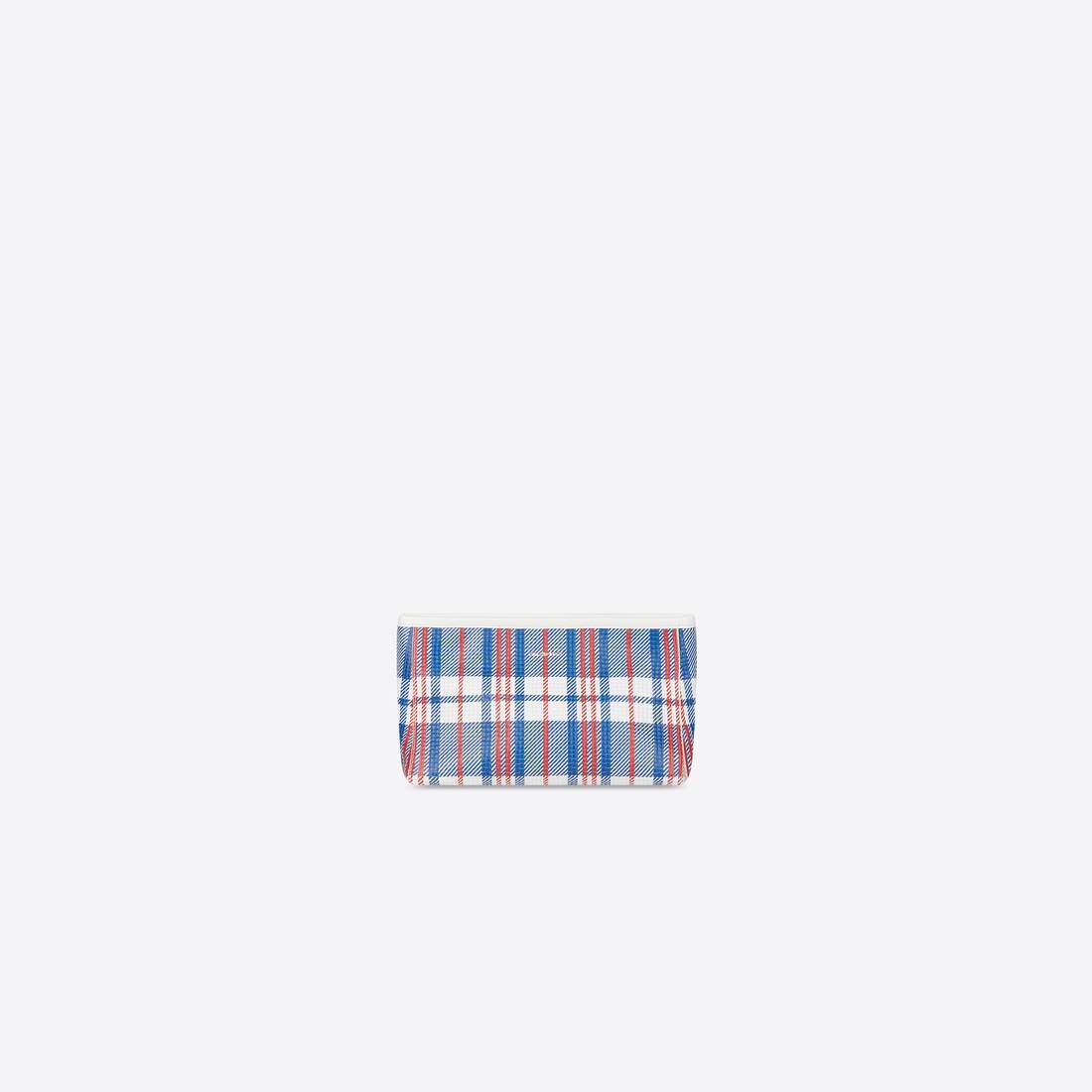 Women's Barbes Small Zip Pouch Check Printed in Blue - 1