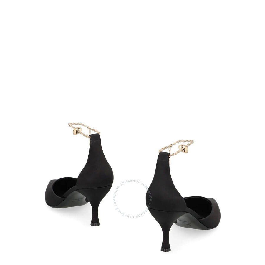 Ferragamo Black Dana 70 Ankle Chain Pumps - 3