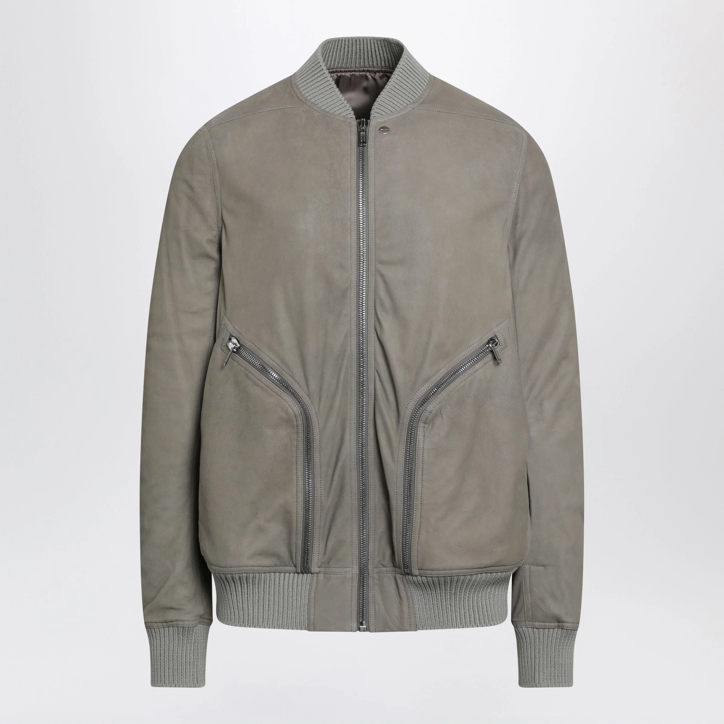 Rick Owens Pearl Grey Heizer Flight Jacket In Leather Men - 1