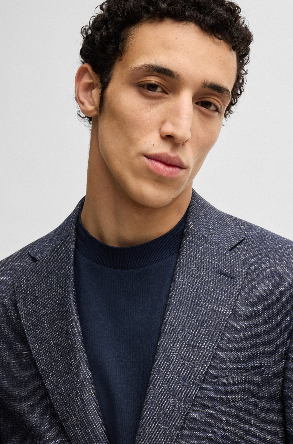 SLIM-FIT SUIT JACKET IN PATTERNED STRETCH FABRIC - 5