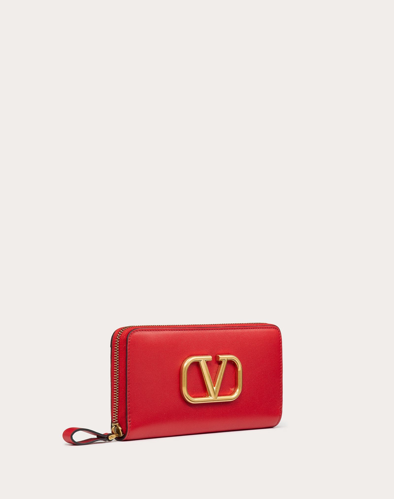 VLOGO SIGNATURE ZIPPERED WALLET IN CALFSKIN LEATHER - 4