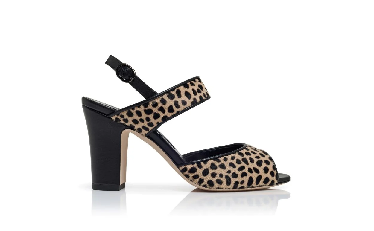 Animal Print Calf Hair Slingback Sandals - 1