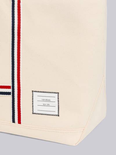 Thom Browne Off White Double Face Cotton Canvas Medium Tool Tote Bag outlook