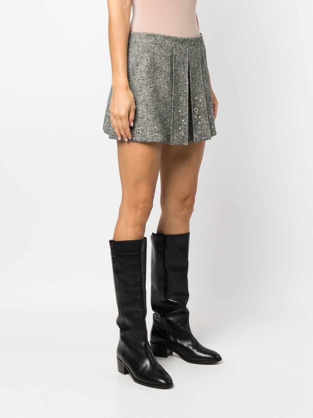 rivet-detail pleated mini skirt - 3