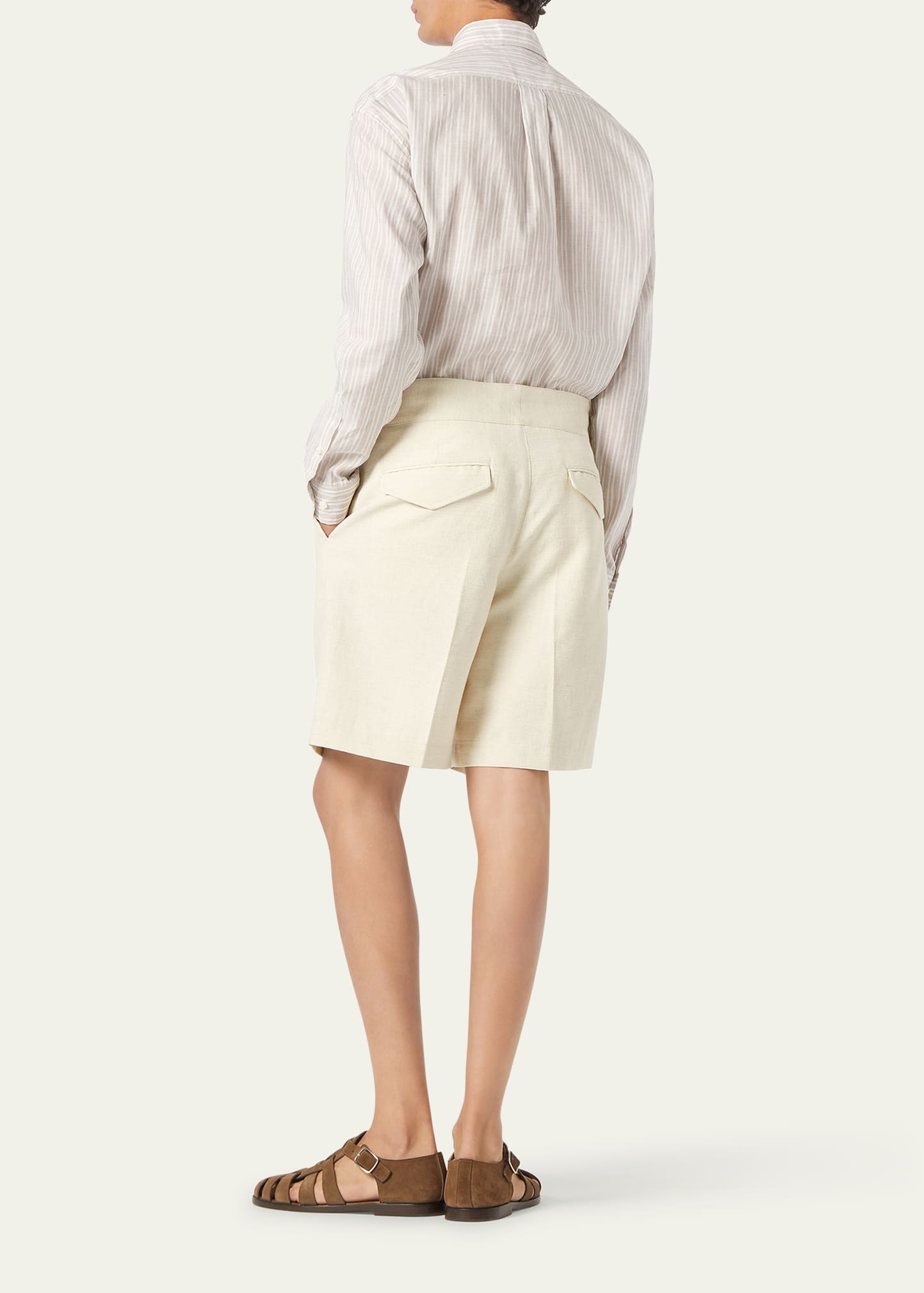 Men's Raffaele Cotton and Linen Stripe Sport Shirt - 3