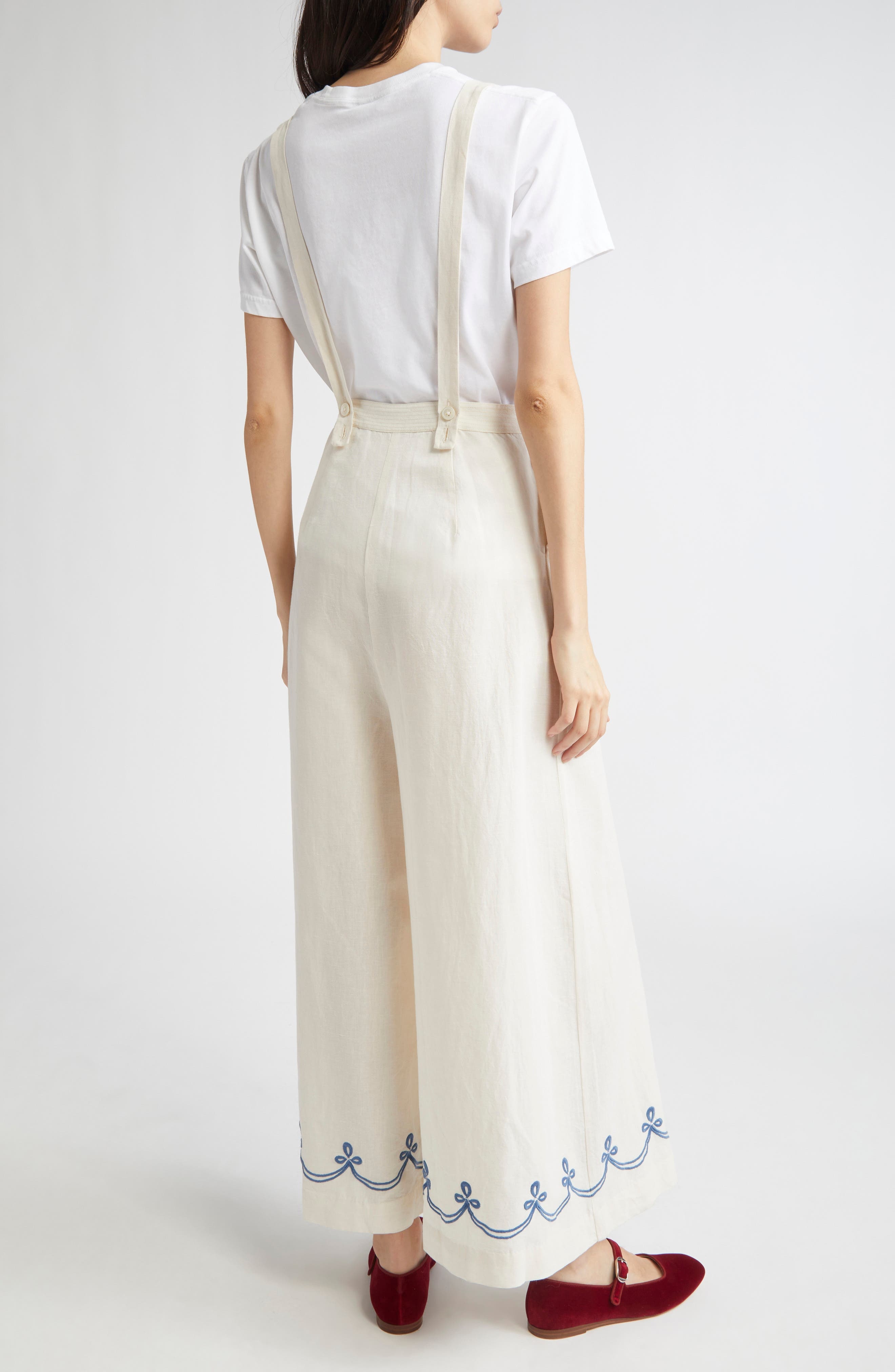 Bode Embroidered Sailboat Cotton & Linen Jumpsuit in White Multi at Nordstrom - 2