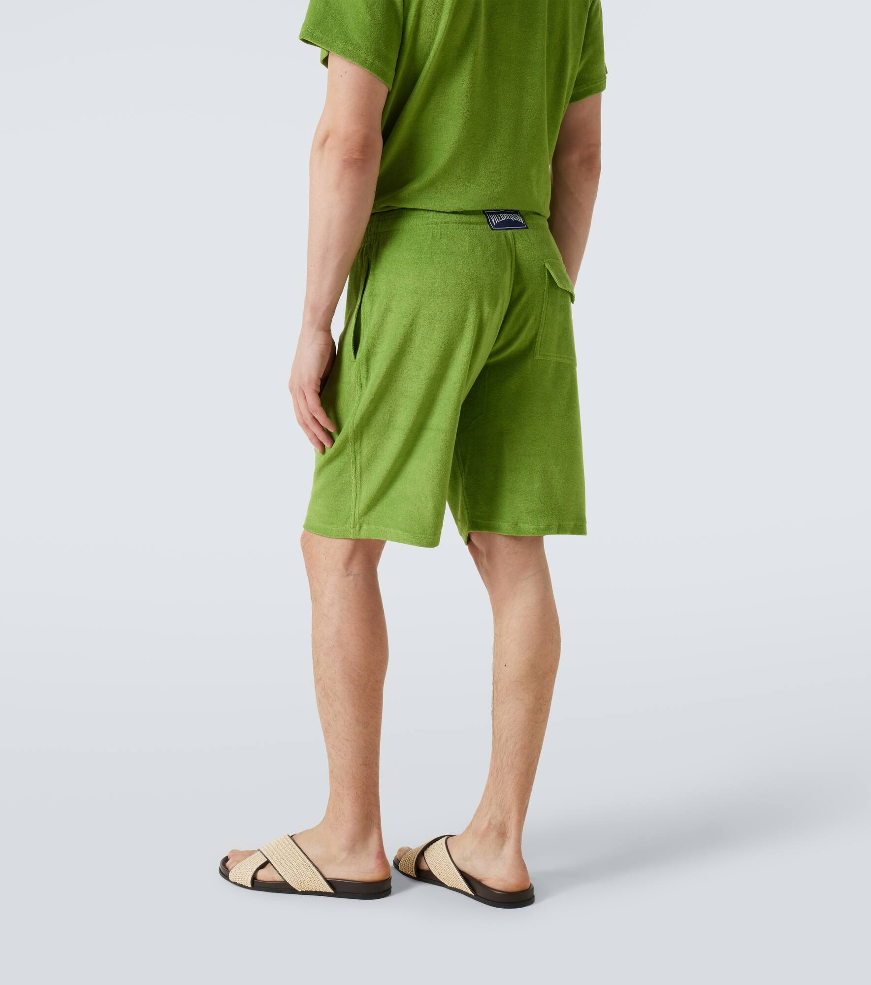 Cotton-blend terry Bermuda shorts - 4