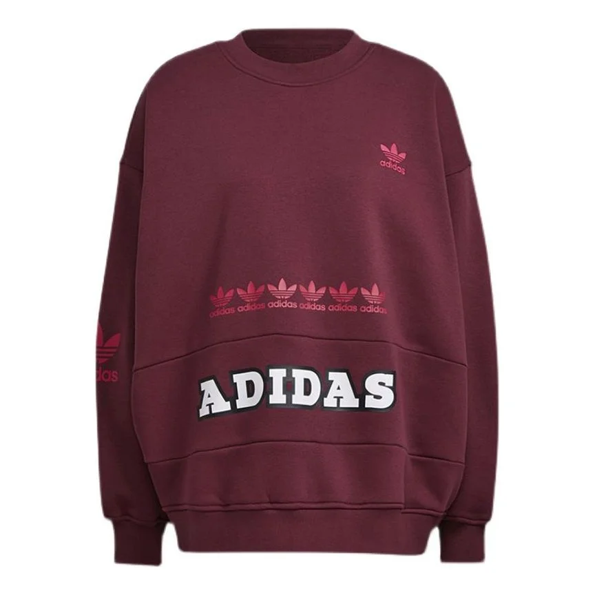 (WMNS) adidas Originals Logo Play Sweatshirt 'Claret' H20452 - 1
