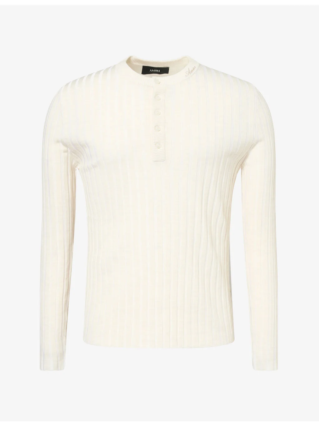 Script-Logo Henley Wool-Blend Top - 1