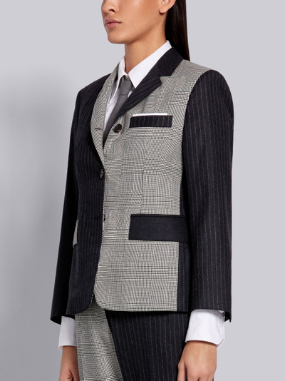 Thom Browne Black and White Wool Prince of Wales Shadow Stripe Funmix Classic Jacket outlook