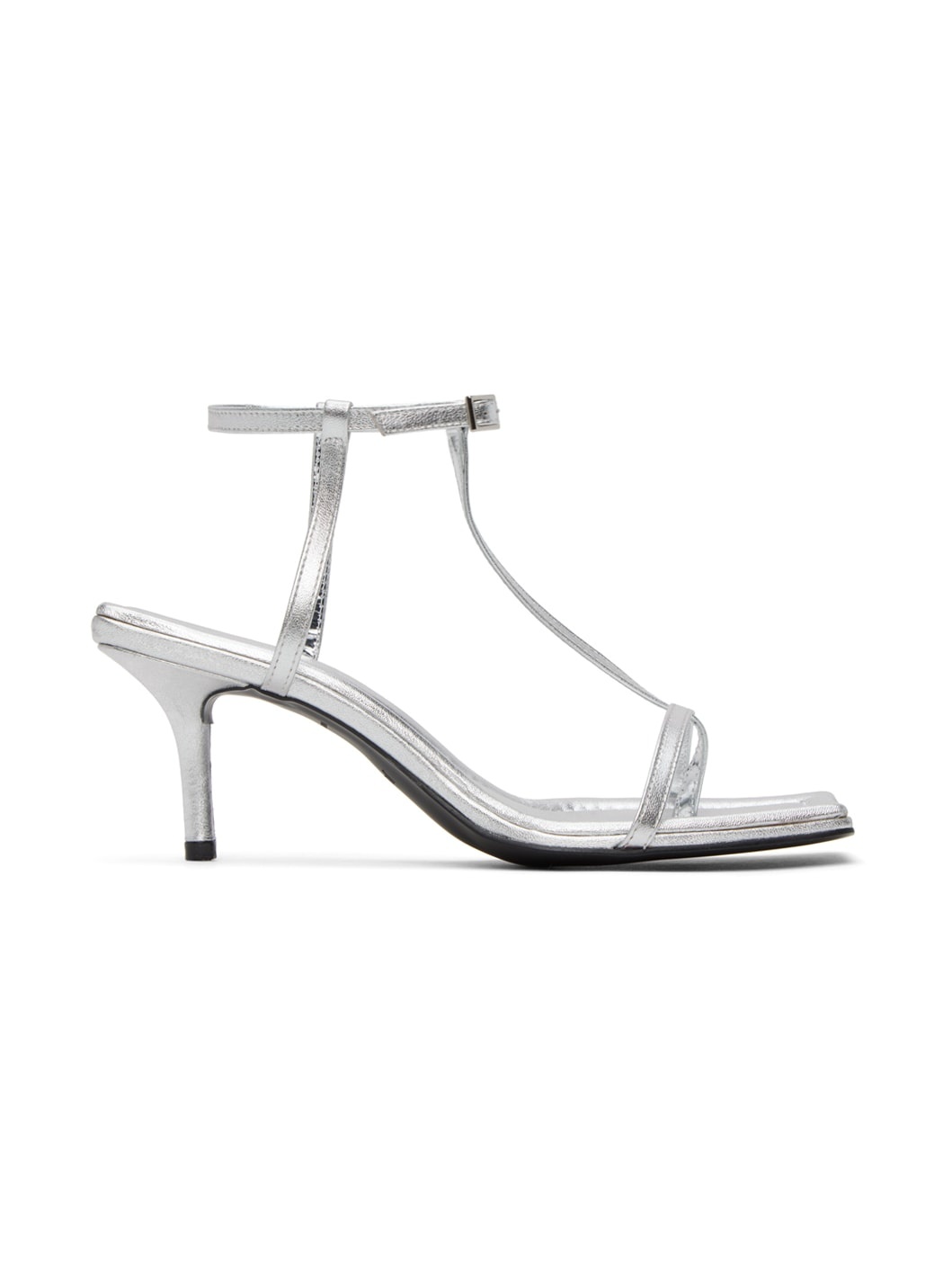 Silver Leather Heeled Sandals - 1