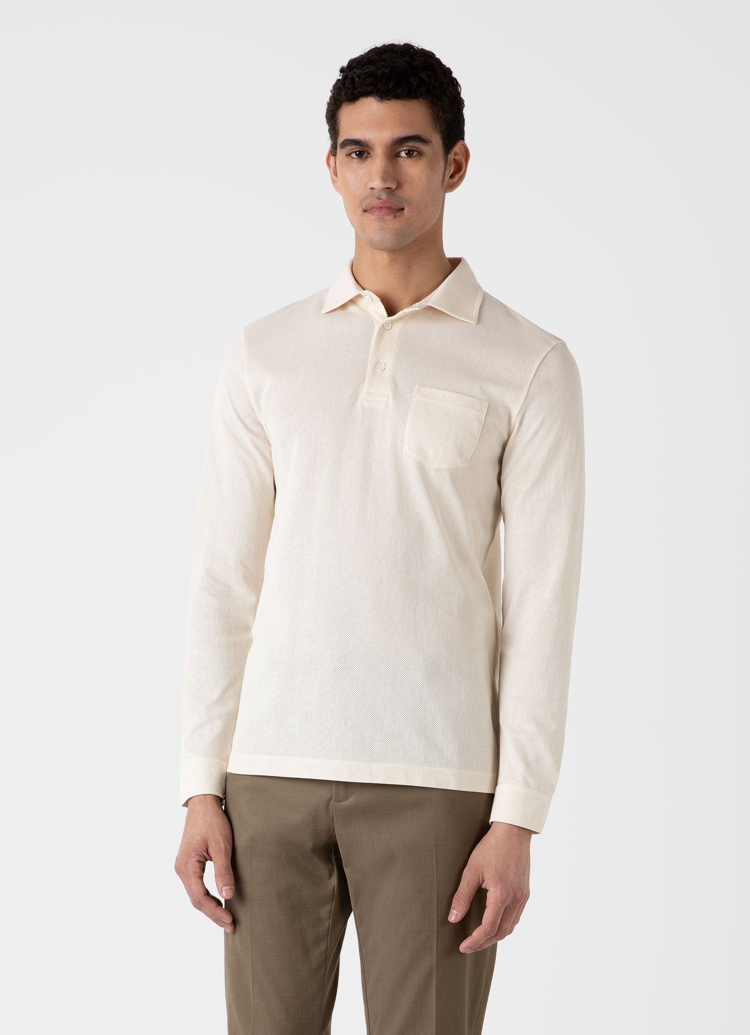 Sunspel x WM Brown Long Sleeve Polo Shirt - 2