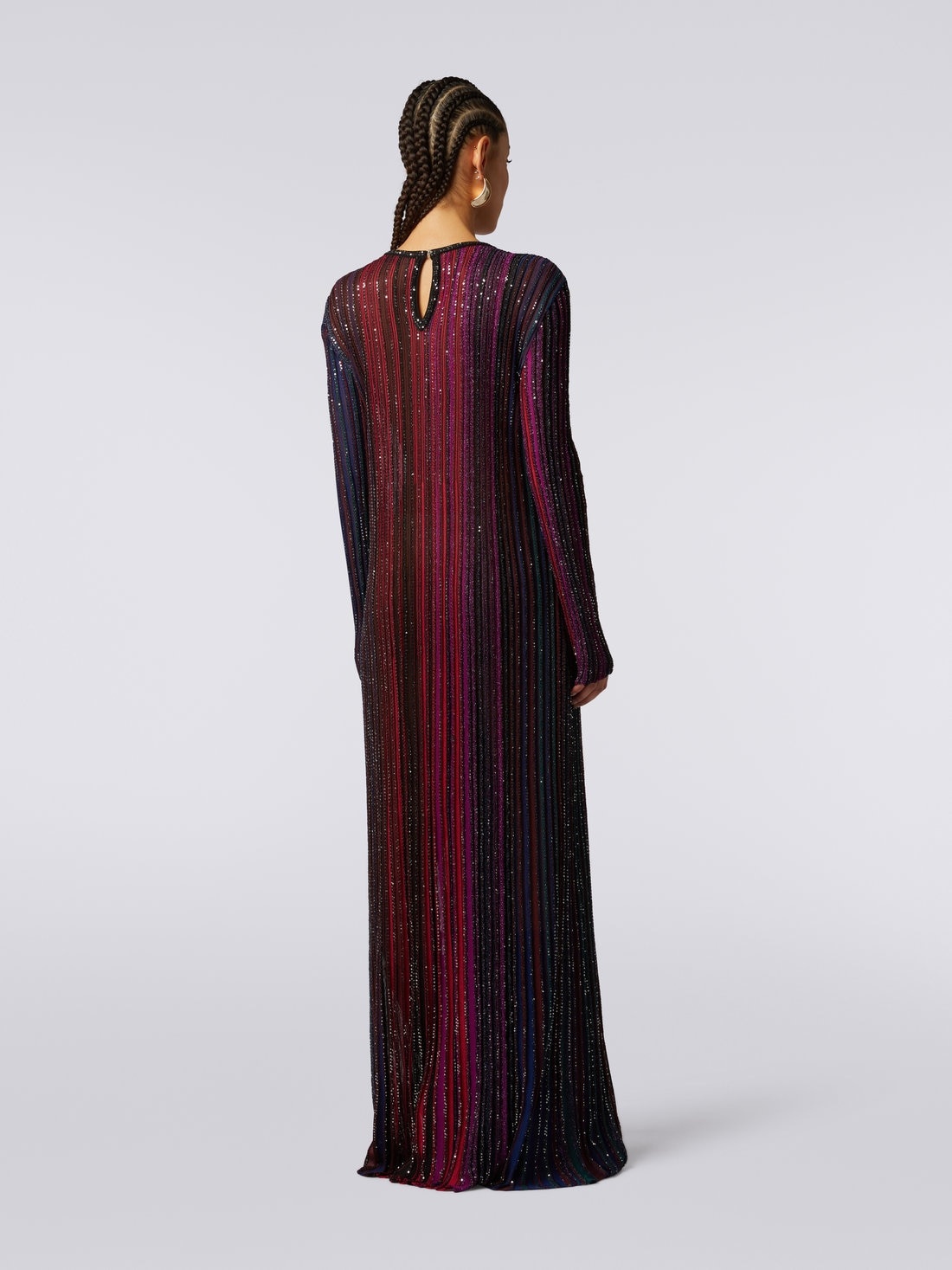 Long pleated viscose lamé dress with sequins - 4