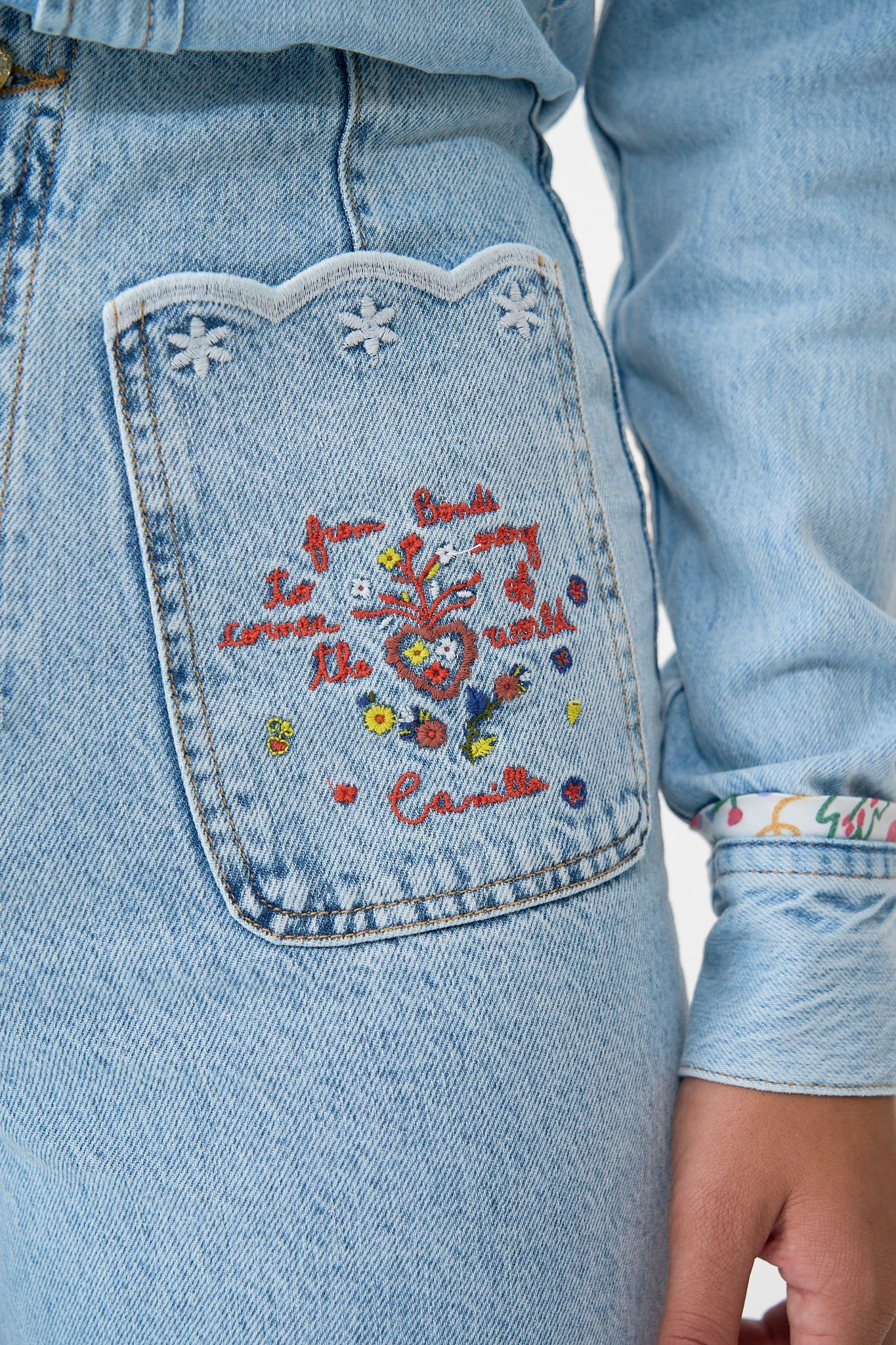 LUNA KITSCH STITCH HIGH RISE WIDE LEG JEAN - 5