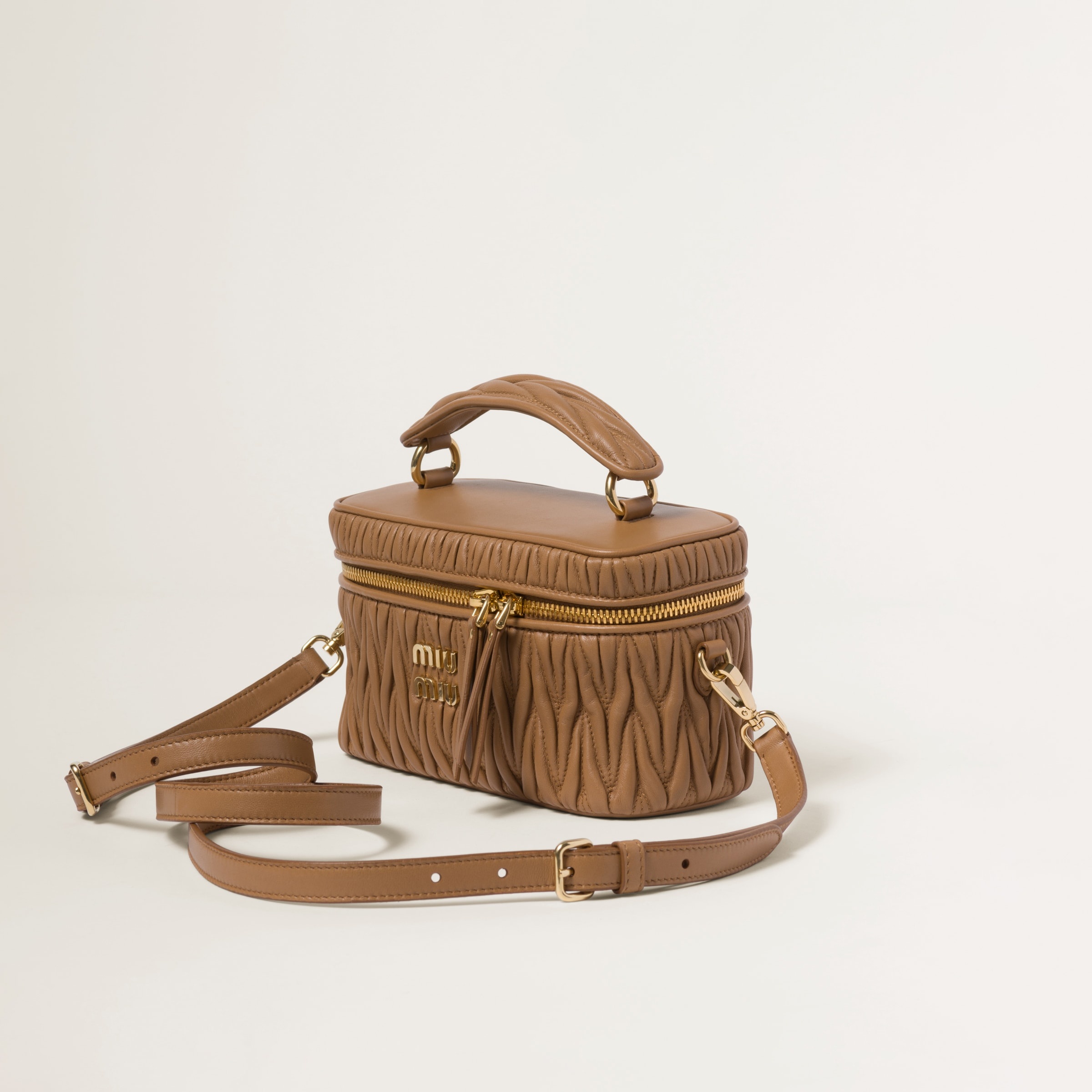 Miu Miu Woman Brown Nappa Leather Shoulder Bag 