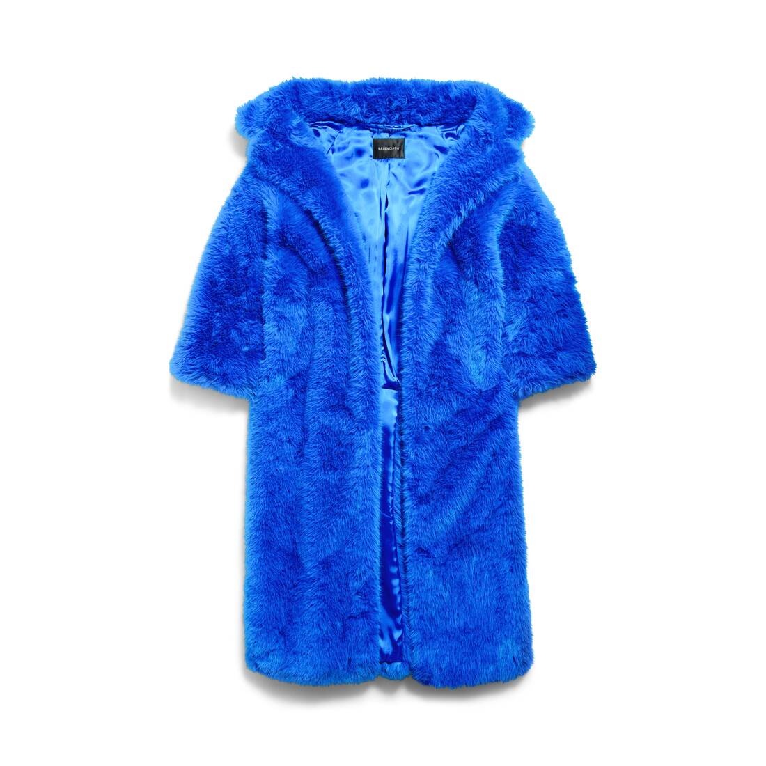 Women's Off Shoulder Coat in Royal Blue - 1