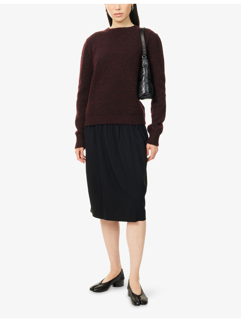 Satin-Waistband Regular-Fit Stretch-Woven Midi Skirt - 2