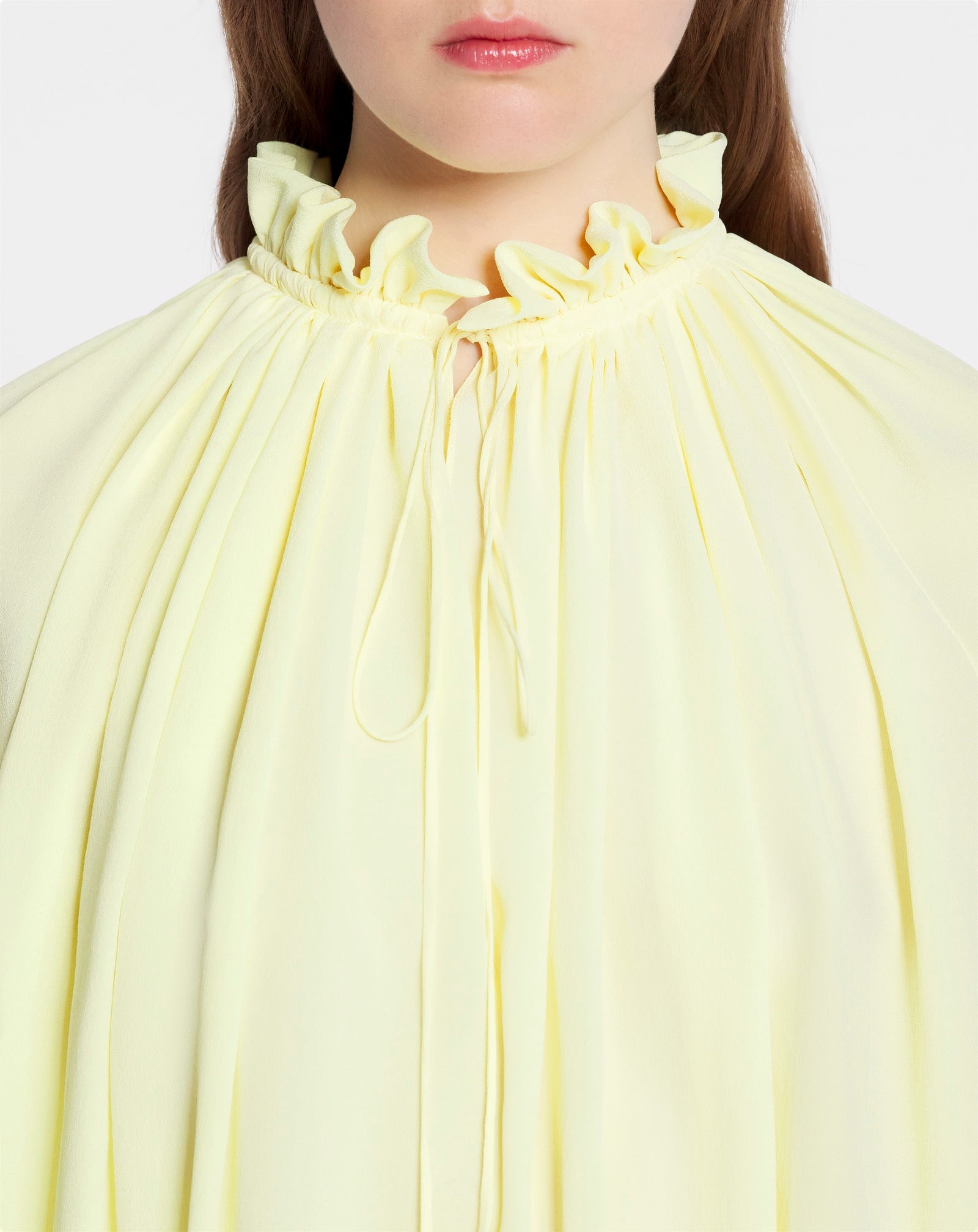 LONG SLEEVES BLOUSE WITH OPEN NECK AND RUFFLES IN LIGHT SILK - 5
