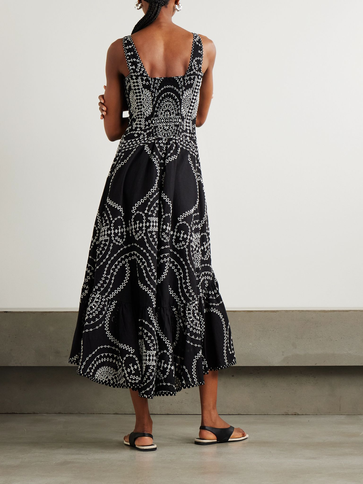 Greba broderie anglaise cotton-blend midi dress Black - 3