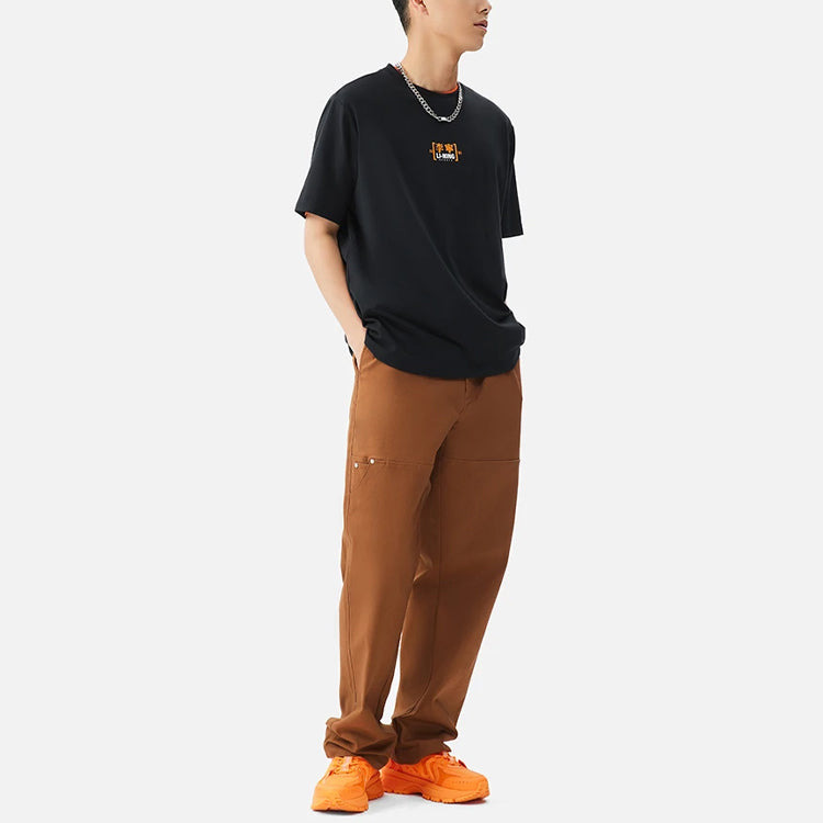 Li-Ning SS22 Stylish Logo Printing Loose Round Neck Short Sleeve T-Shirt 'Black' AHSS151-2 - 4