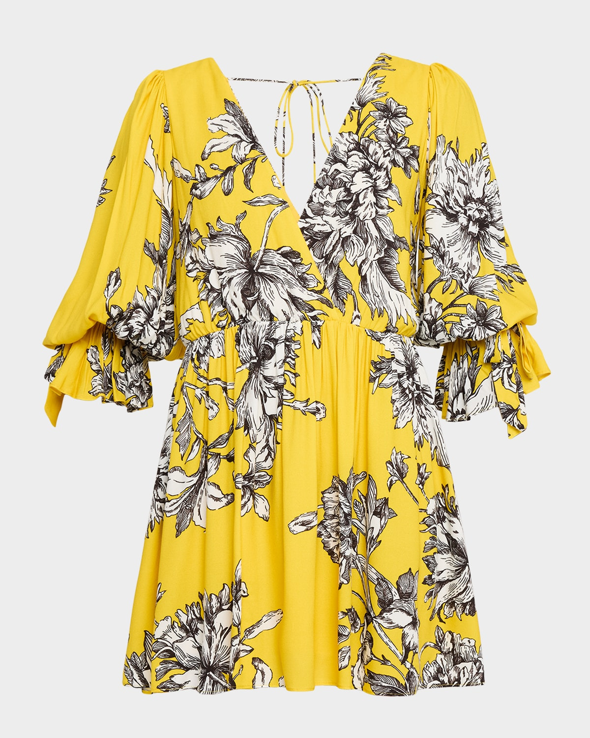 Clarissa Blooming Wild Golden Hour Tie-Sleeve Mini Dress - 1