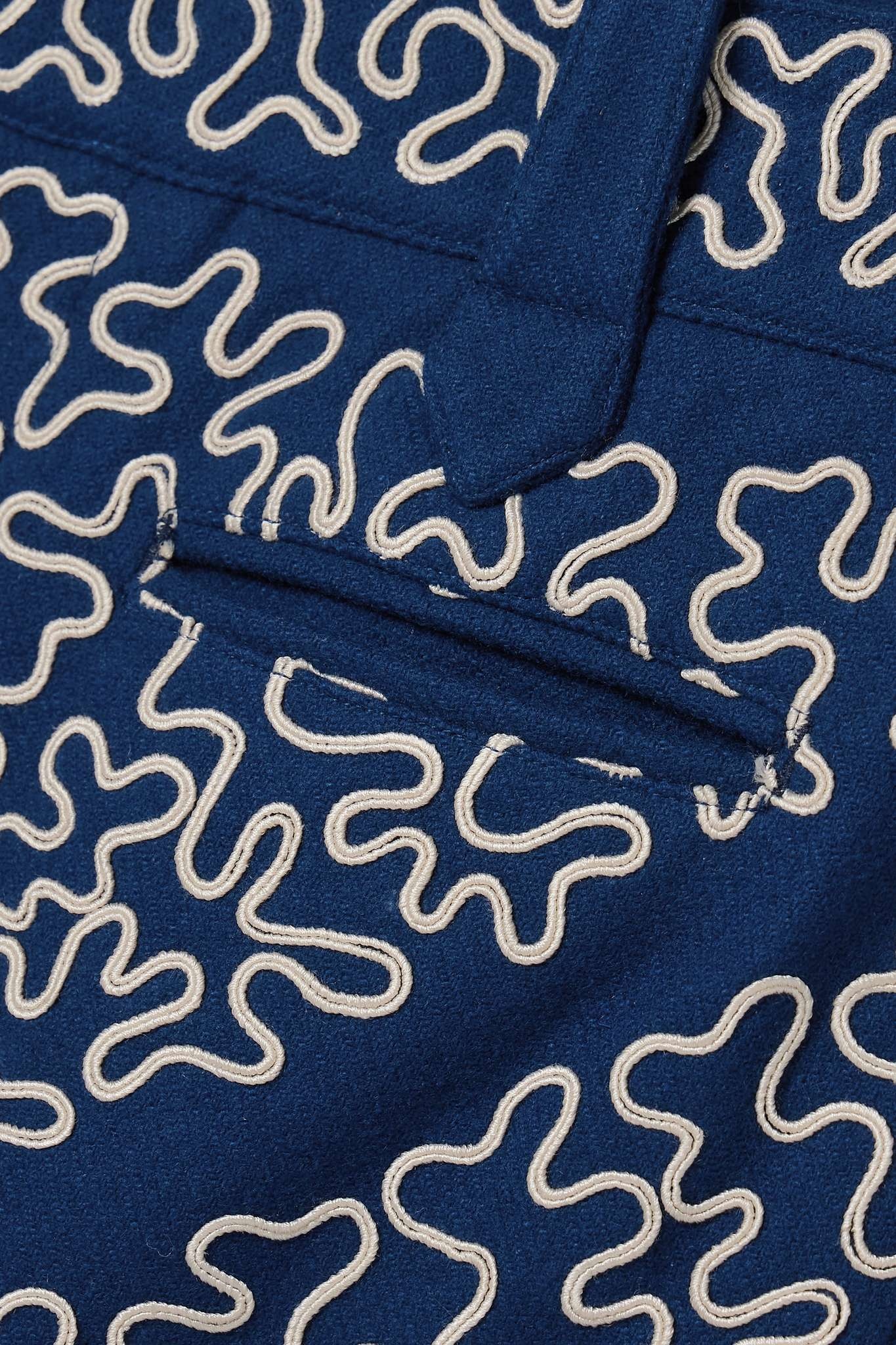Bombora cropped embroidered wool-blend wide-leg pants - 5