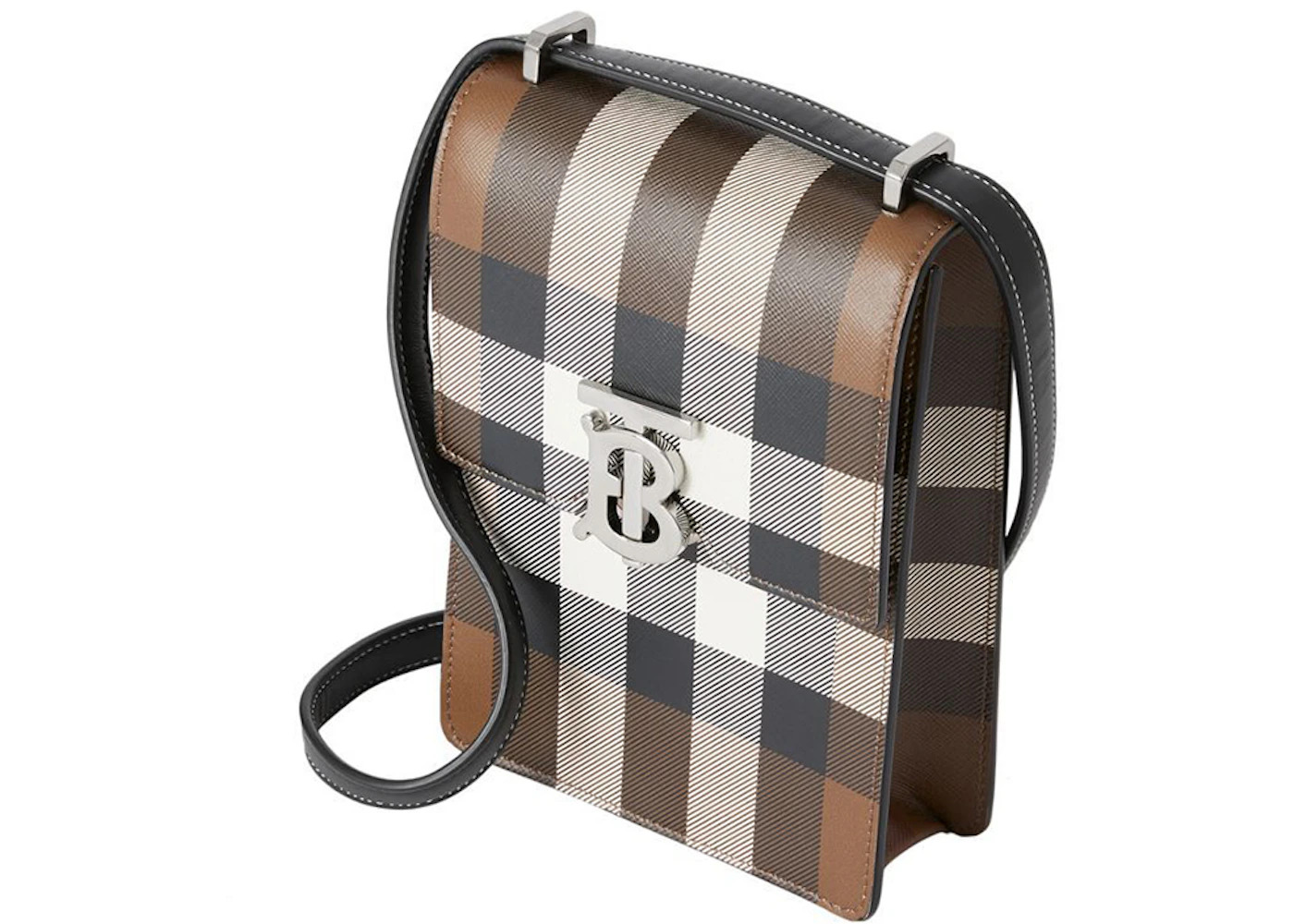 Burberry Check Print Leather Robin Bag Birch Brown - 2