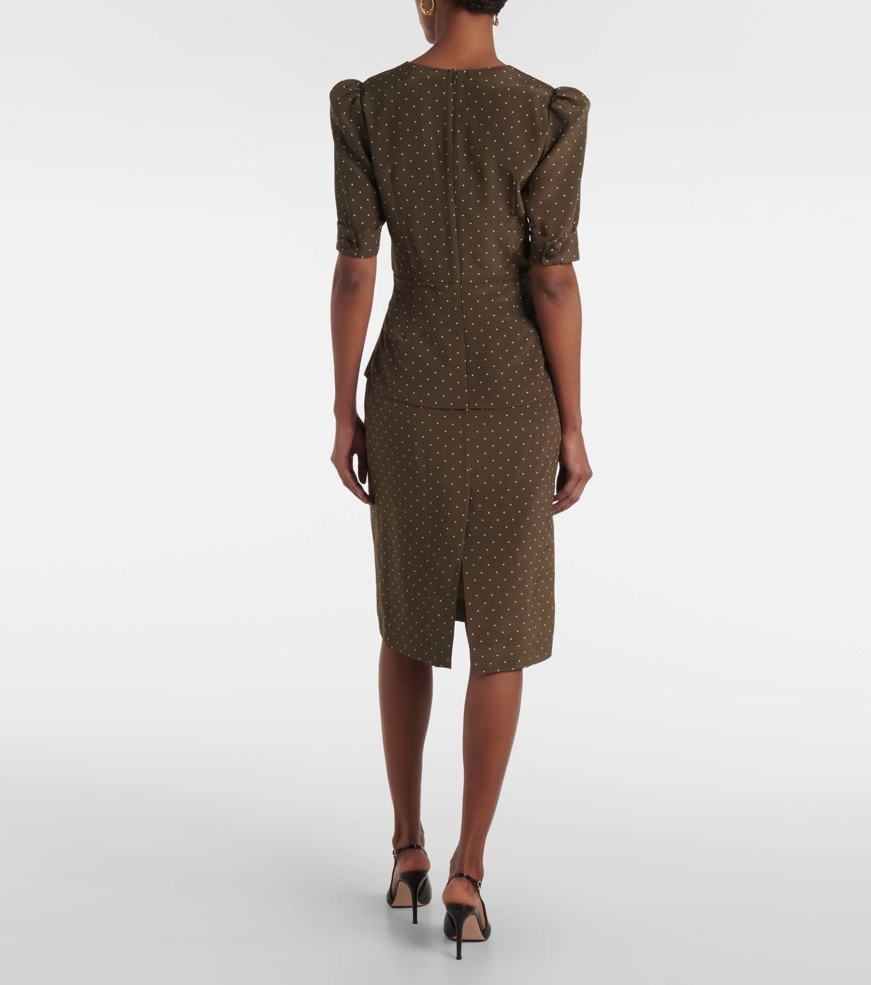 Polka-dot silk midi dress - 3